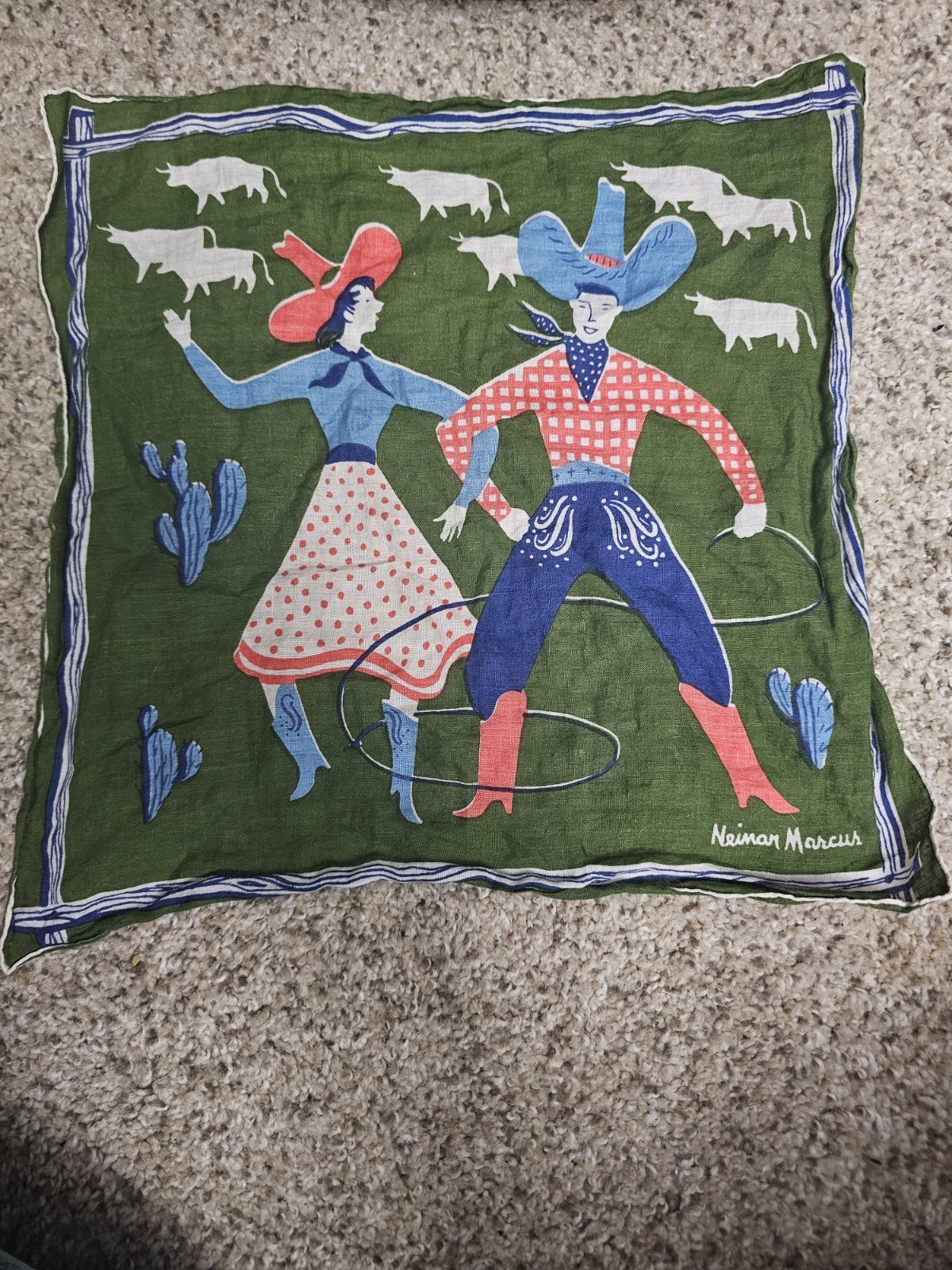 Neiman Marcus Western Cowboy Cowgirl Print Bandana Handkerchief, Multicolor
