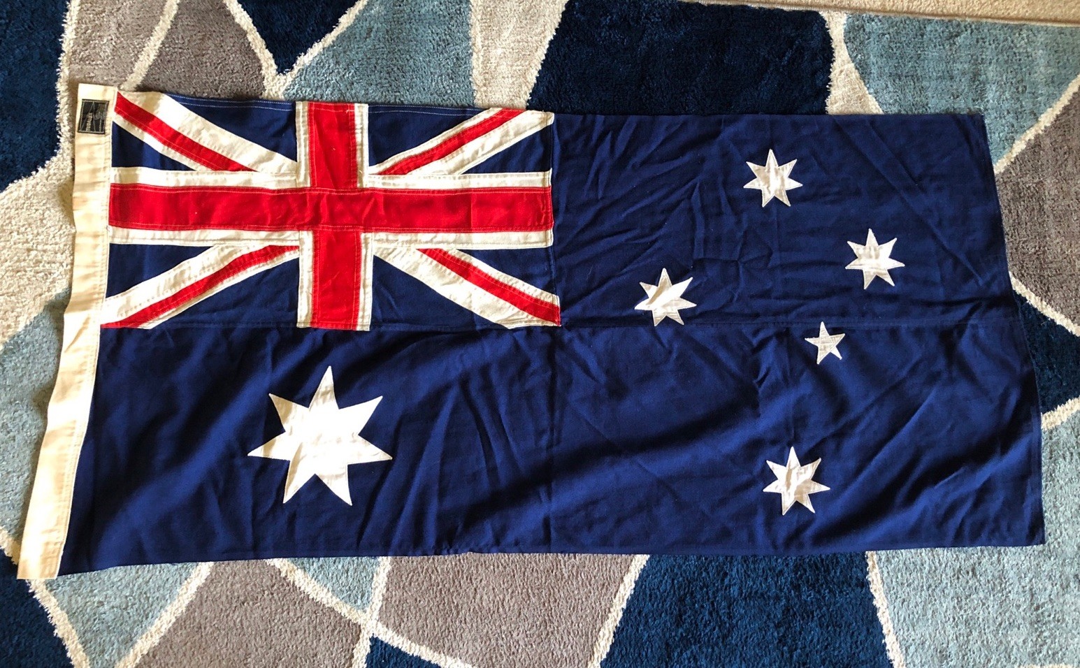 Vintage Tudalux Australia National Flag 29” x 57” Stitched (Wool Bunting?) Tudor Vintage Tudalux Australia National Flag 29” x 57” Stitched (Wool Bunting?) Tudor
