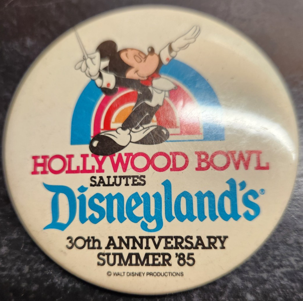 Vintage Hollywood Bowl Salutes Disneyland\'s 30th Anniversary Summer Button