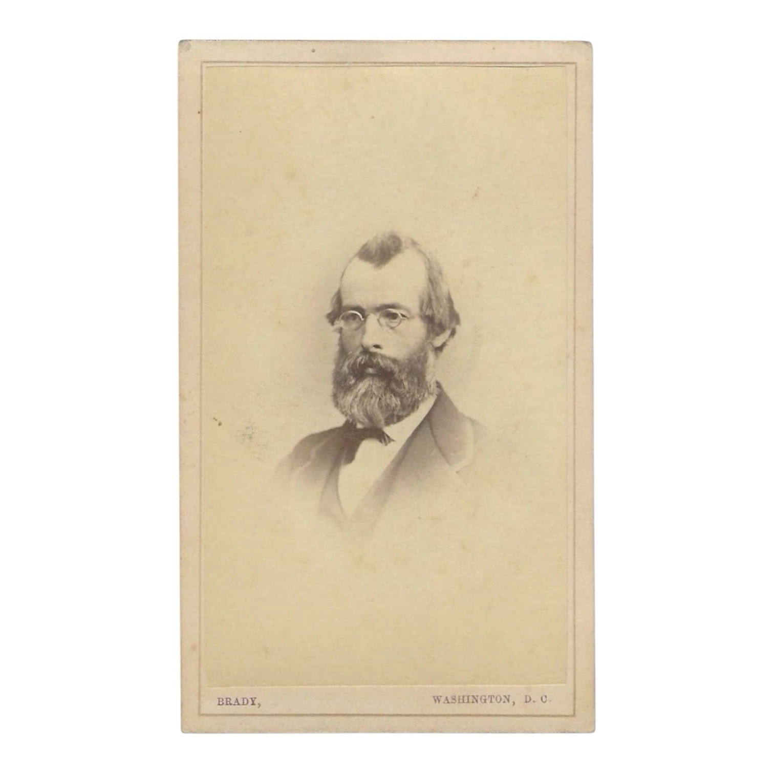 1860s Mathew Brady CDV Bearded Man Spectacles Washington DC Civil War Era 1860s Mathew Brady CDV Bearded Man Spectacles Washington DC Civil War Era
