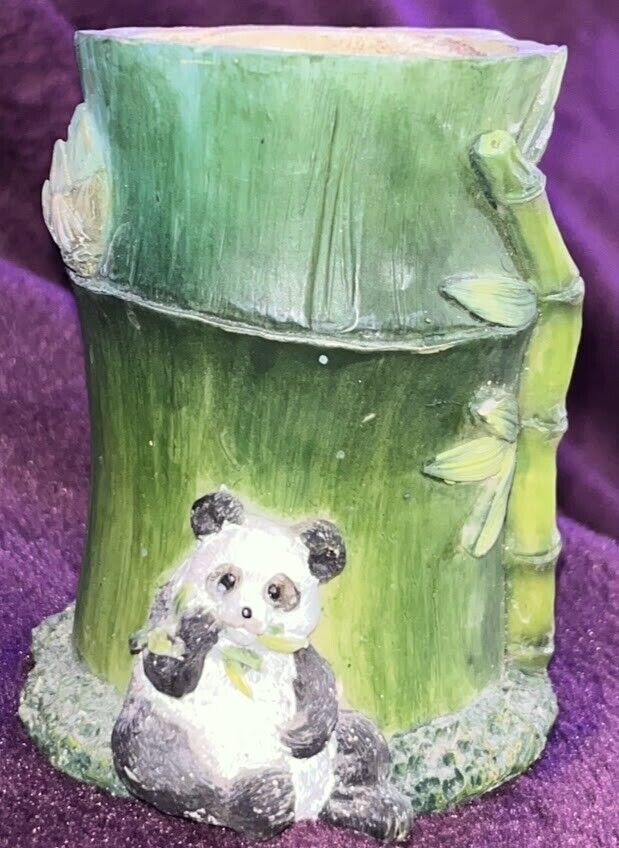 Vintage Souvenir Vase Green Bamboo Vase or Cup Panda Garden Apopka Florida -