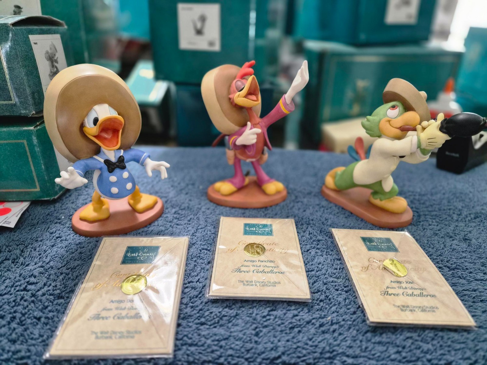 WDCC 1995, 50TH ANNIVERSARY OF THE THREE CABALLEROS, ALL IN BOX WITH COA WDCC 1995, 50TH ANNIVERSARY OF THE THREE CABALLEROS, ALL IN BOX WITH COA