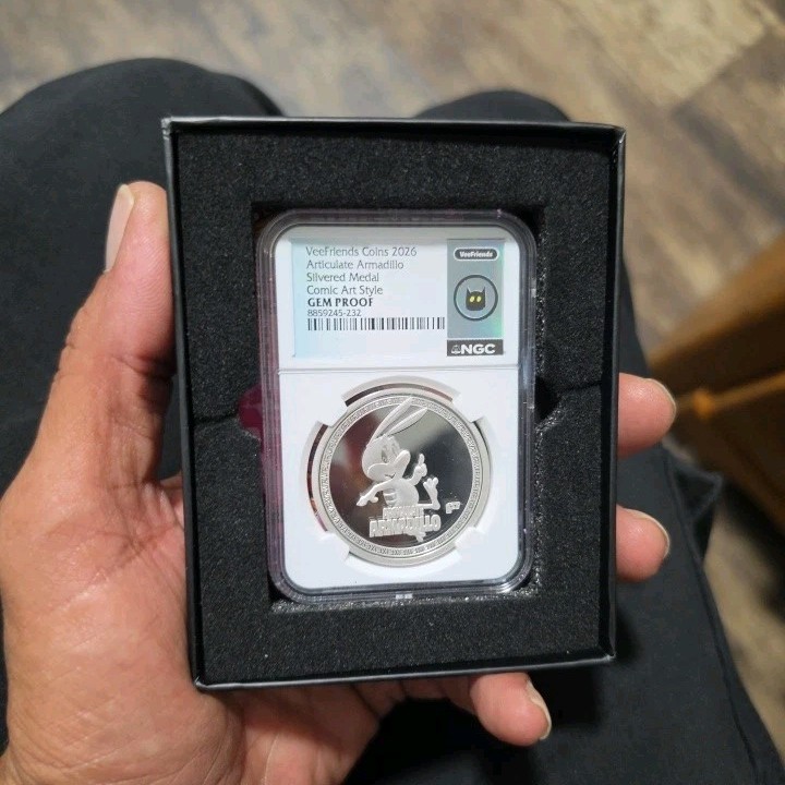 VeeFriends 2026 Articulate Armadillo  Silver Plated.NGC GEM PROOF
