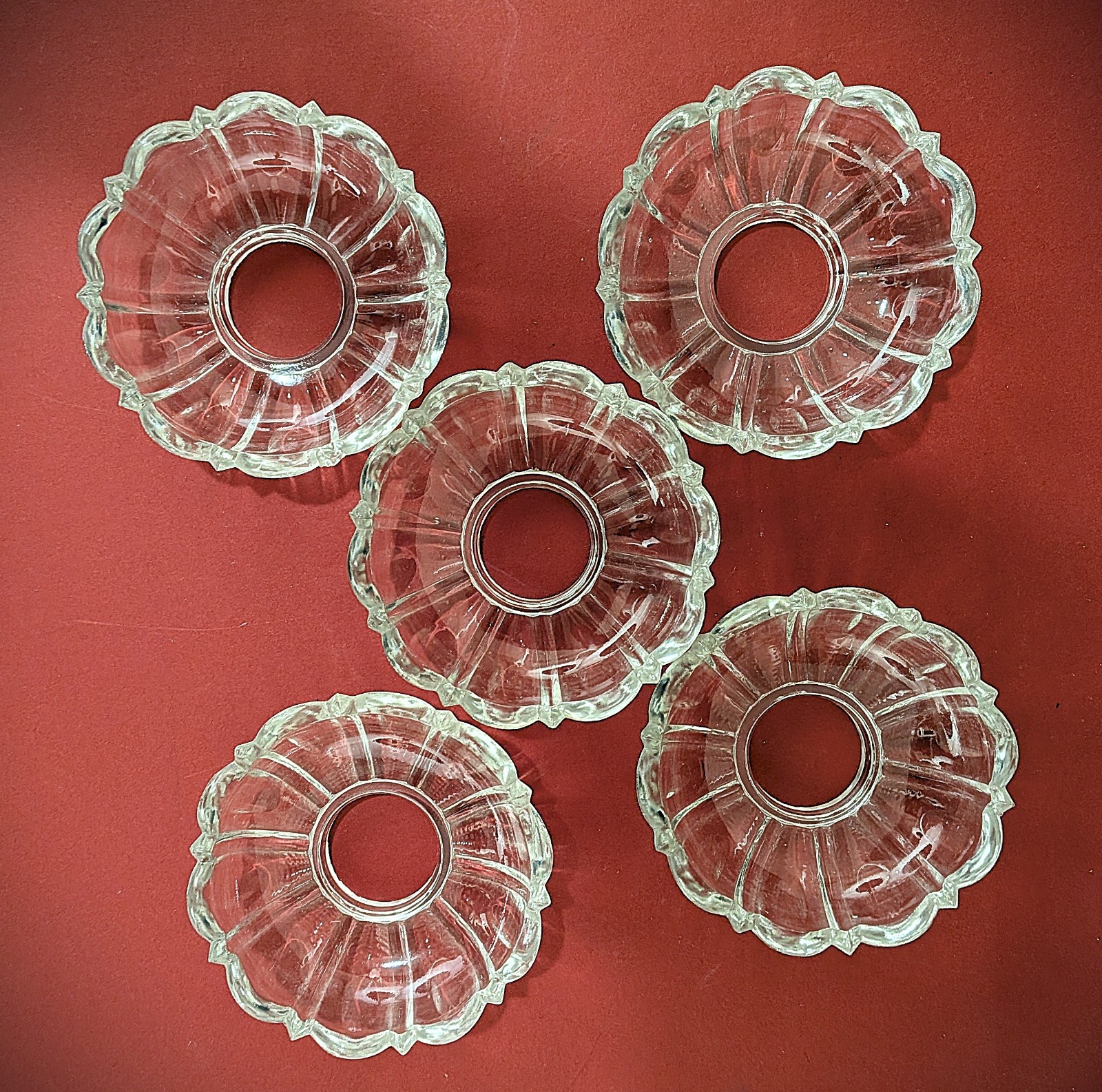 Set of 5 Antique Glass Chandelier light Bobeches