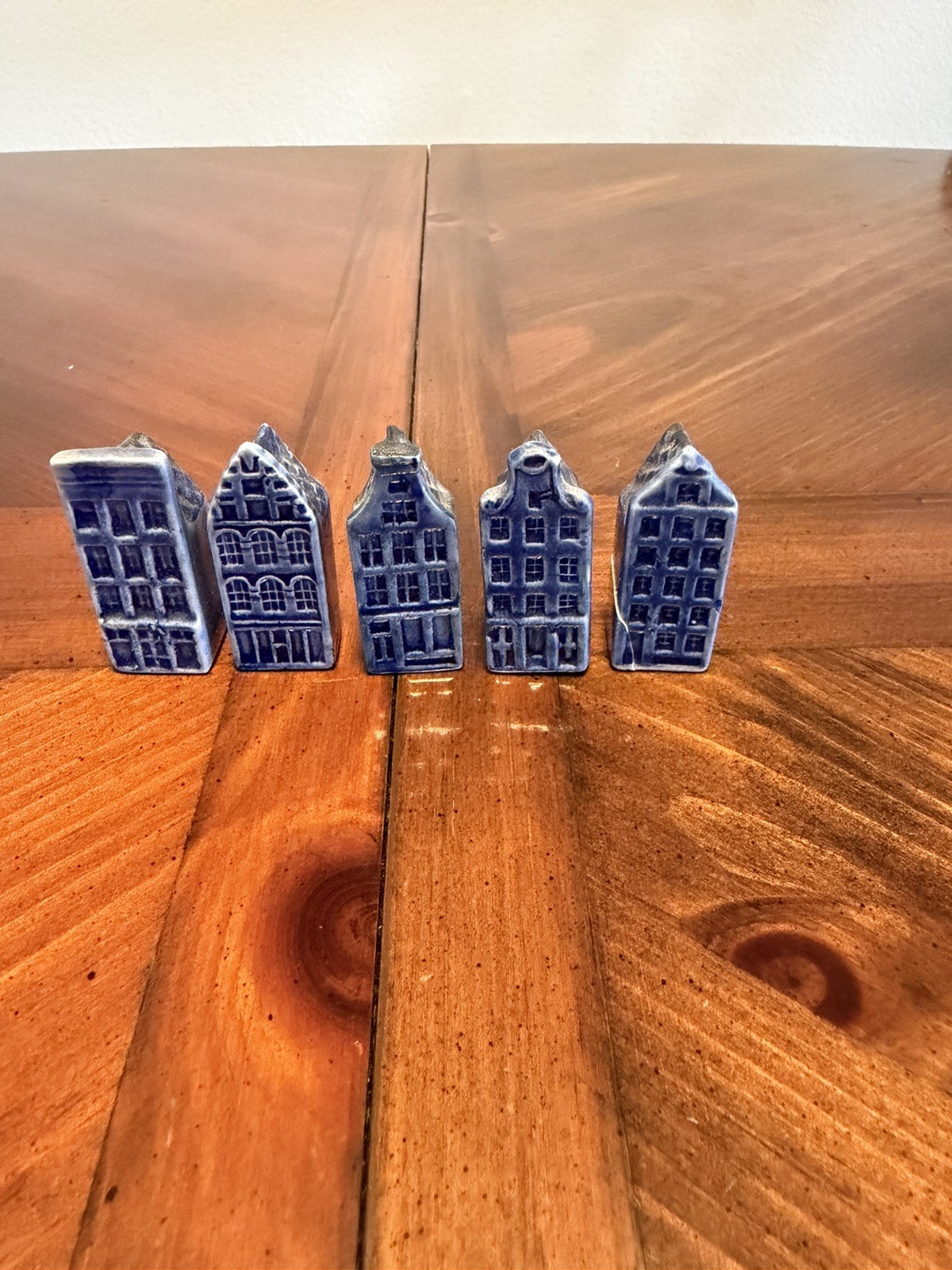 5 Vintage Hand-Painted Miniature Delft Blue Canal House 1970's Holland Porcelain 5 Vintage Hand-Painted Miniature Delft Blue Canal House 1970's Holland Porcelain