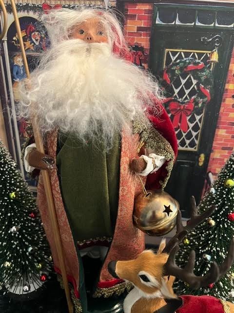 Victorian Style Santa w/ elaborate robes, staff, bell, & furry reindeer w/ robe Victorian Style Santa w/ elaborate robes, staff, bell, & furry reindeer w/ robe