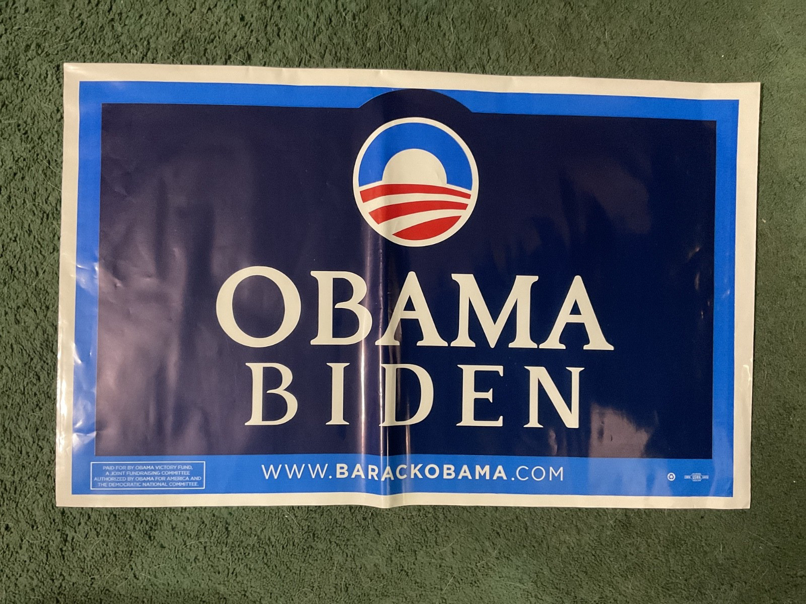 2008 Obama Biden Vinyl / Plastic Campaign Yard Sign 16.25 x 26