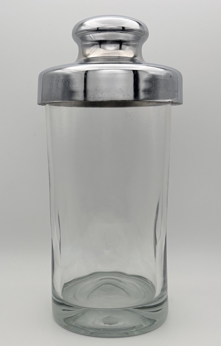 Vintage Crisa Mexico Glass Cocktail Shaker Chrome Lid Mid Century Barware