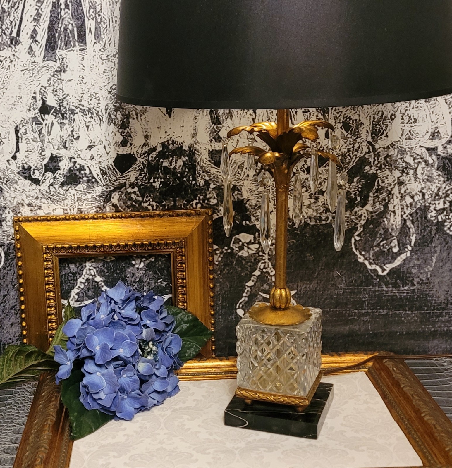 Rare MCM Lamp Square Diamond Cut Lamp Gilt Gold Unique OOAK