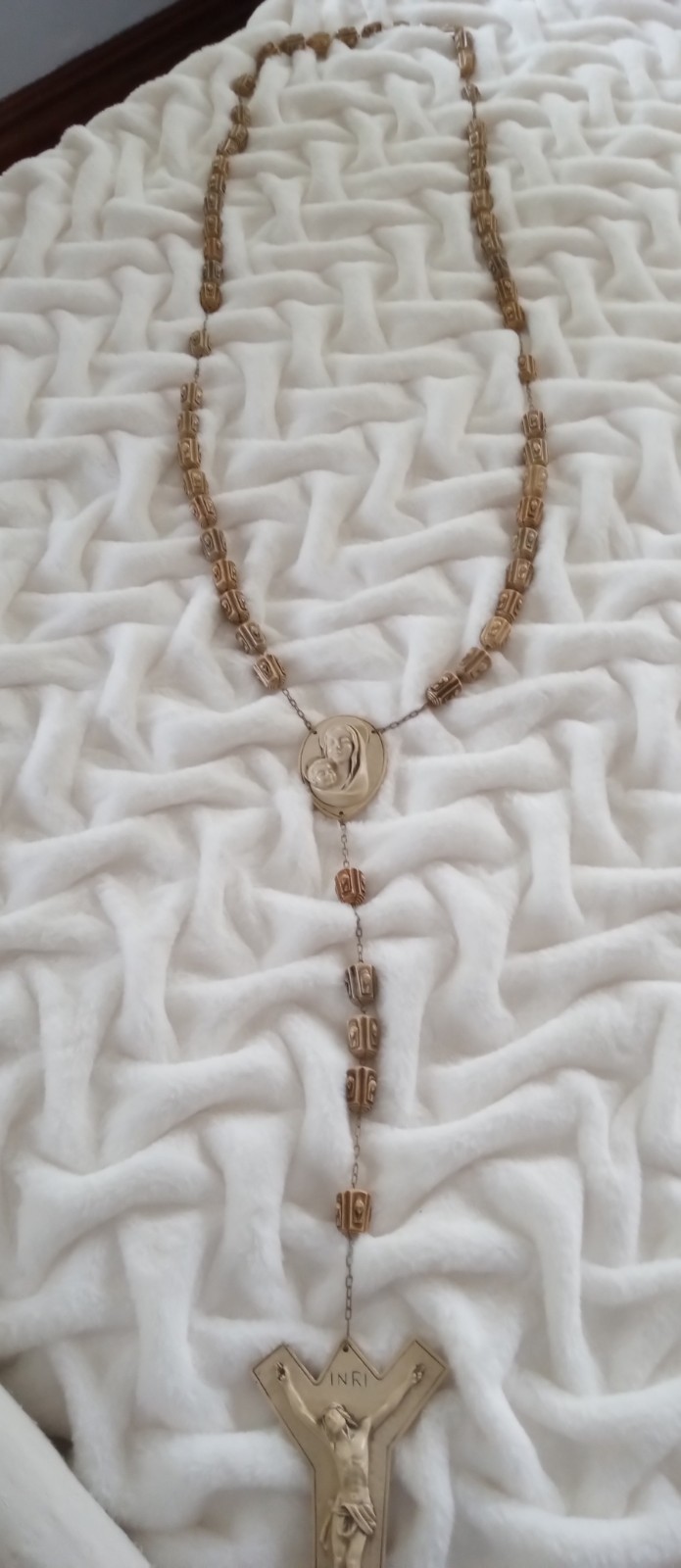 Vintage Large Wall Hanging Rosary 64 inches with 6 1/2 \
