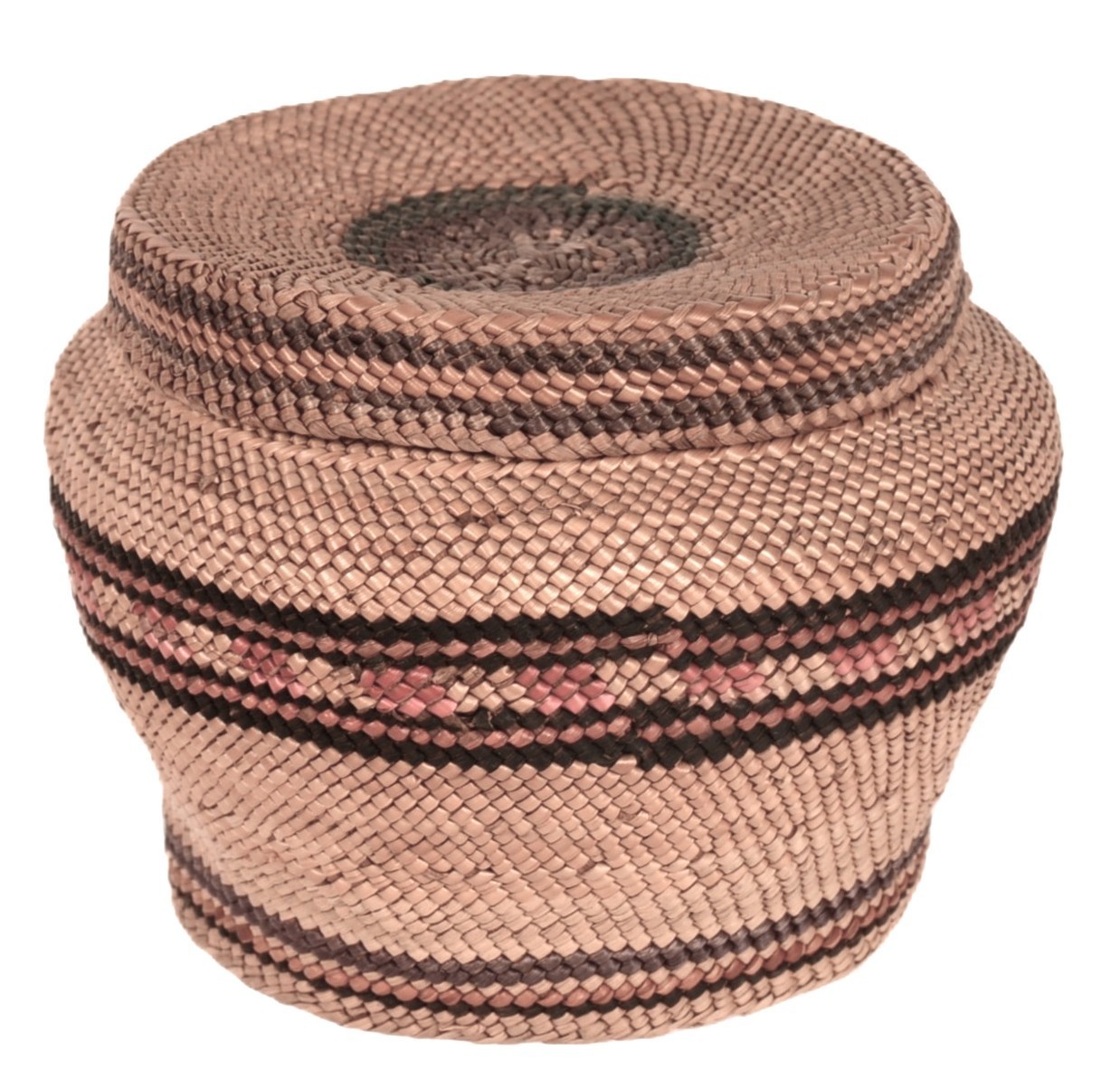 Antique Makah Lidded Basket ca. 1900 - 1910  Size 3.375\
