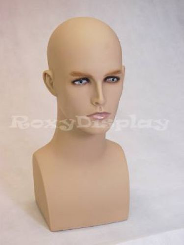 2PCS Male Fiberglass Mannequin Egg Head Bust Wig Hat Jewelry Display #ERAF2 X2