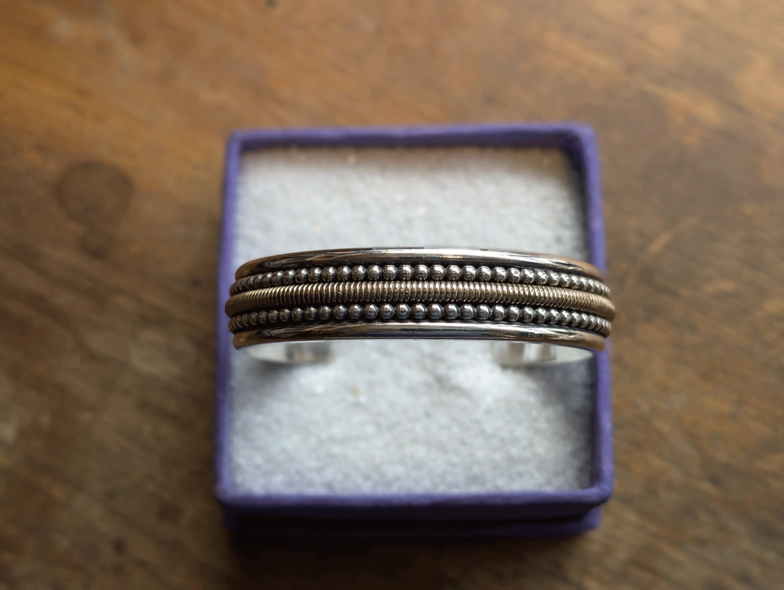 Navajo Sterling Silver Twisted Beaded 12KGF Cuff by Daniel Mike ~ 50g