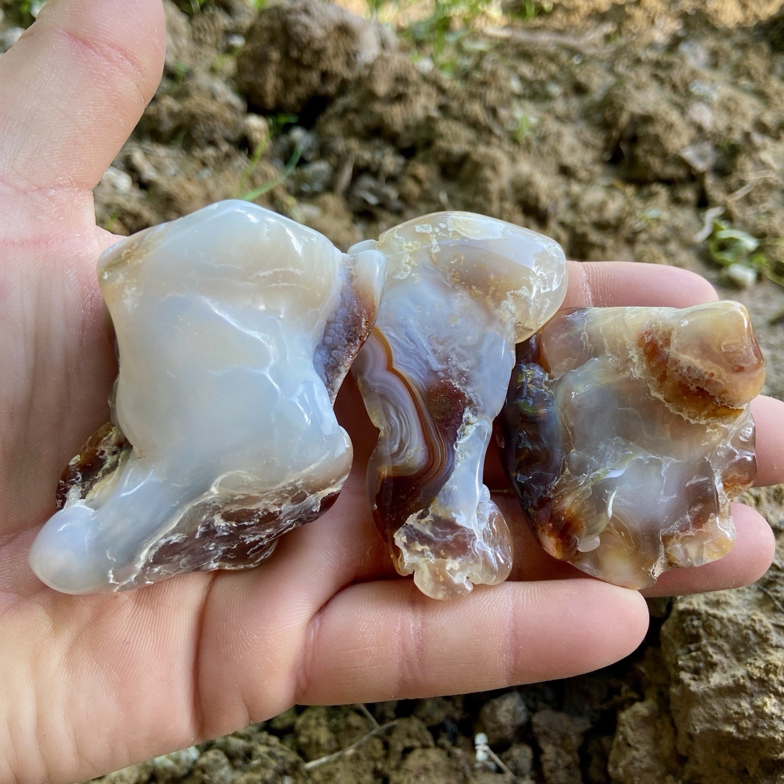 3 Pc Polished Flame Agate Specimens Lot 8.29 Oz