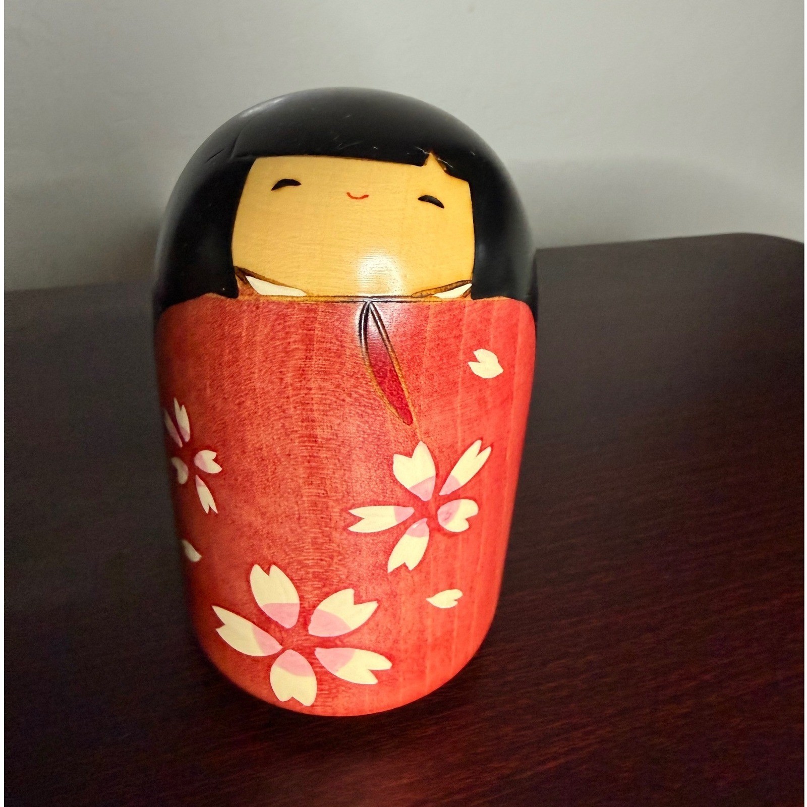 Vintage Japanese Kokeshi Doll Music Sakura Cherry Blossom Wood Original Box