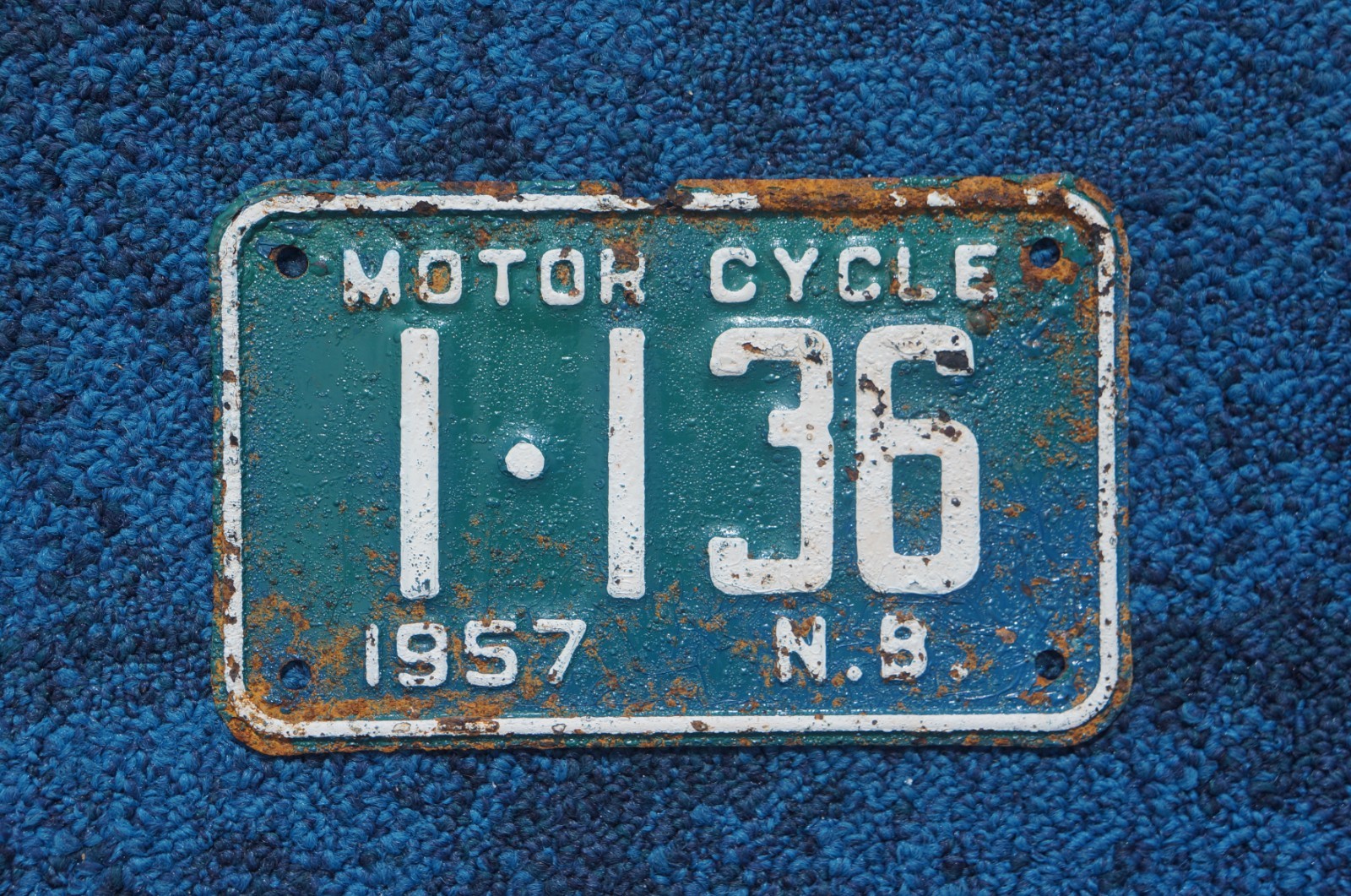 1957 New Brunswick Canada MOTORCYCLE License Plate 1957 New Brunswick Canada MOTORCYCLE License Plate