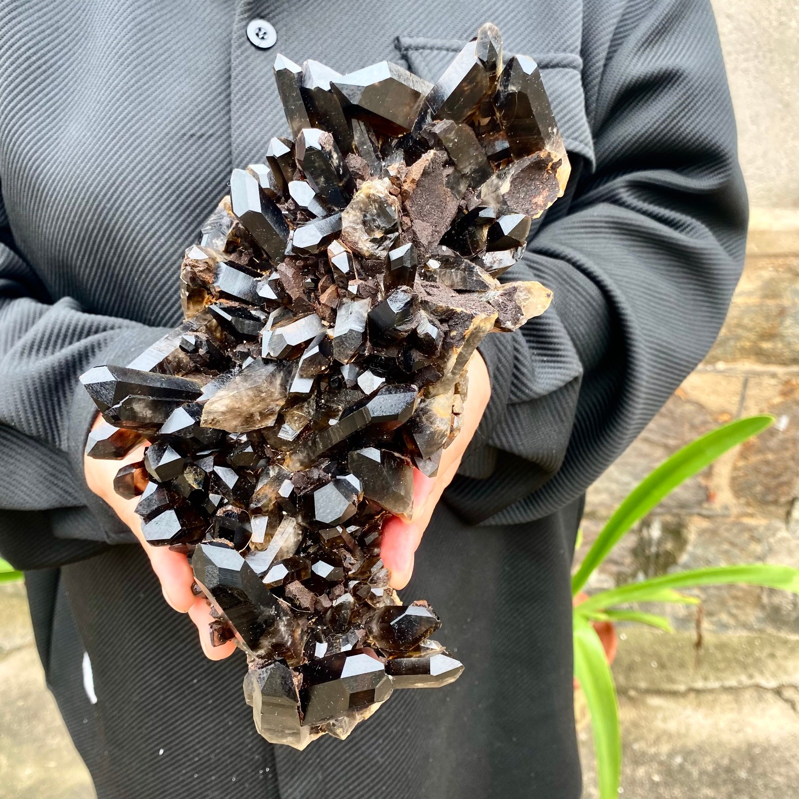 3.8LB Top rare natural beautiful black quartz crystal cluster mineral sample - 3.8LB Top rare natural beautiful black quartz crystal cluster mineral sample -