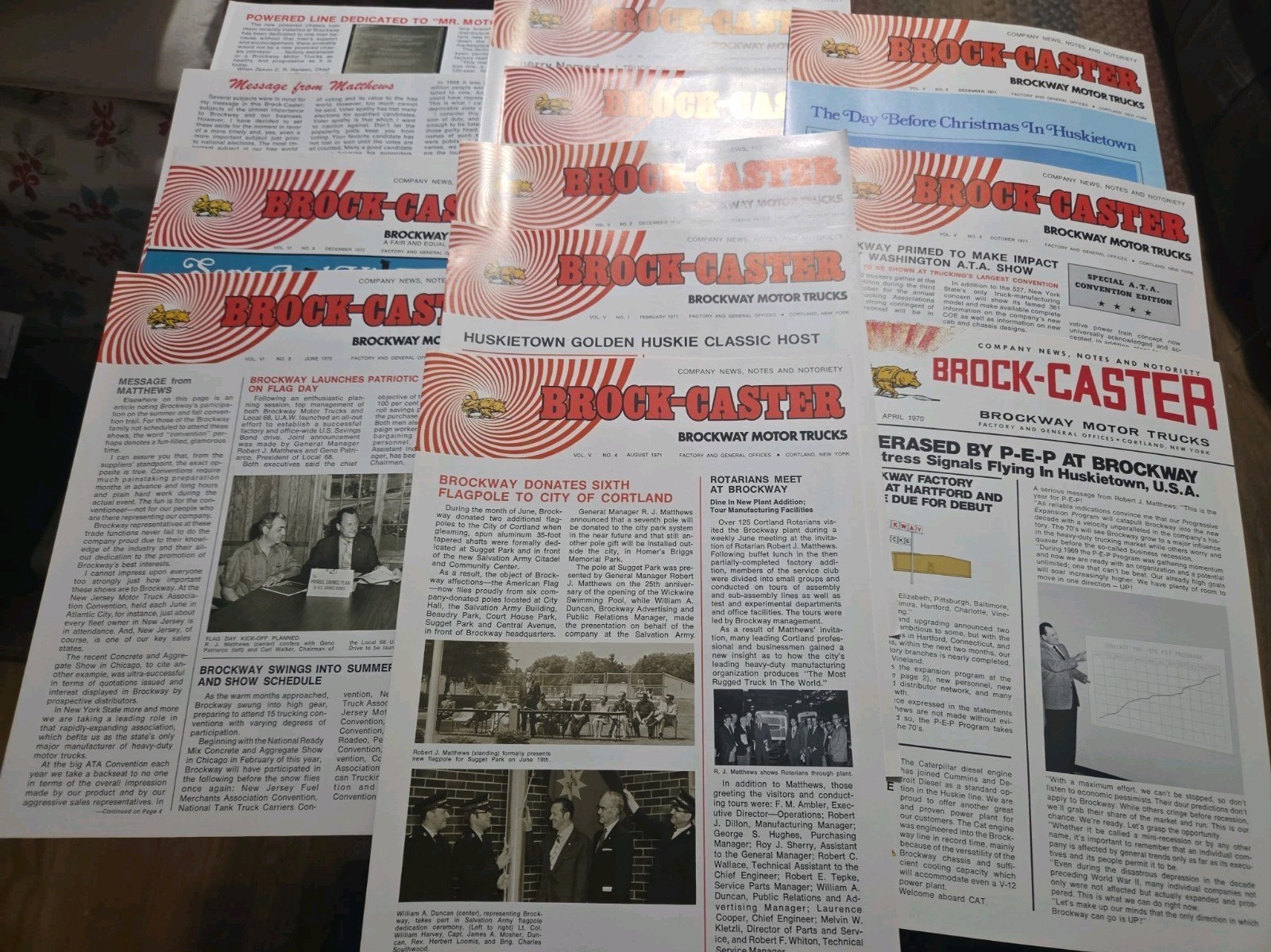 12 1970-1972 Brockway Trucks Brock-Caster News Letters 4 Pages Each