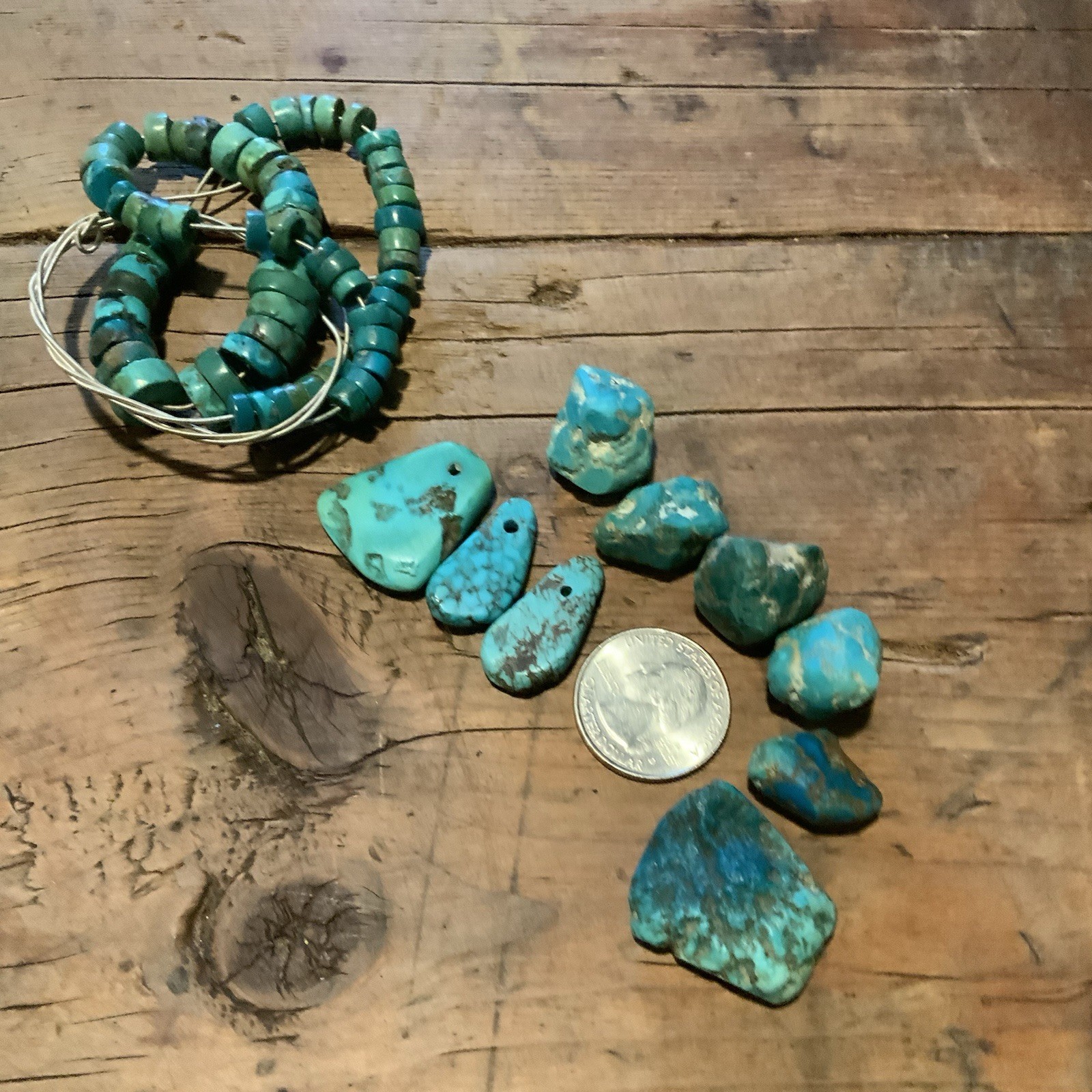 Turquoise Vintage Raw Nuggets, Tabs and Heishi Navajo