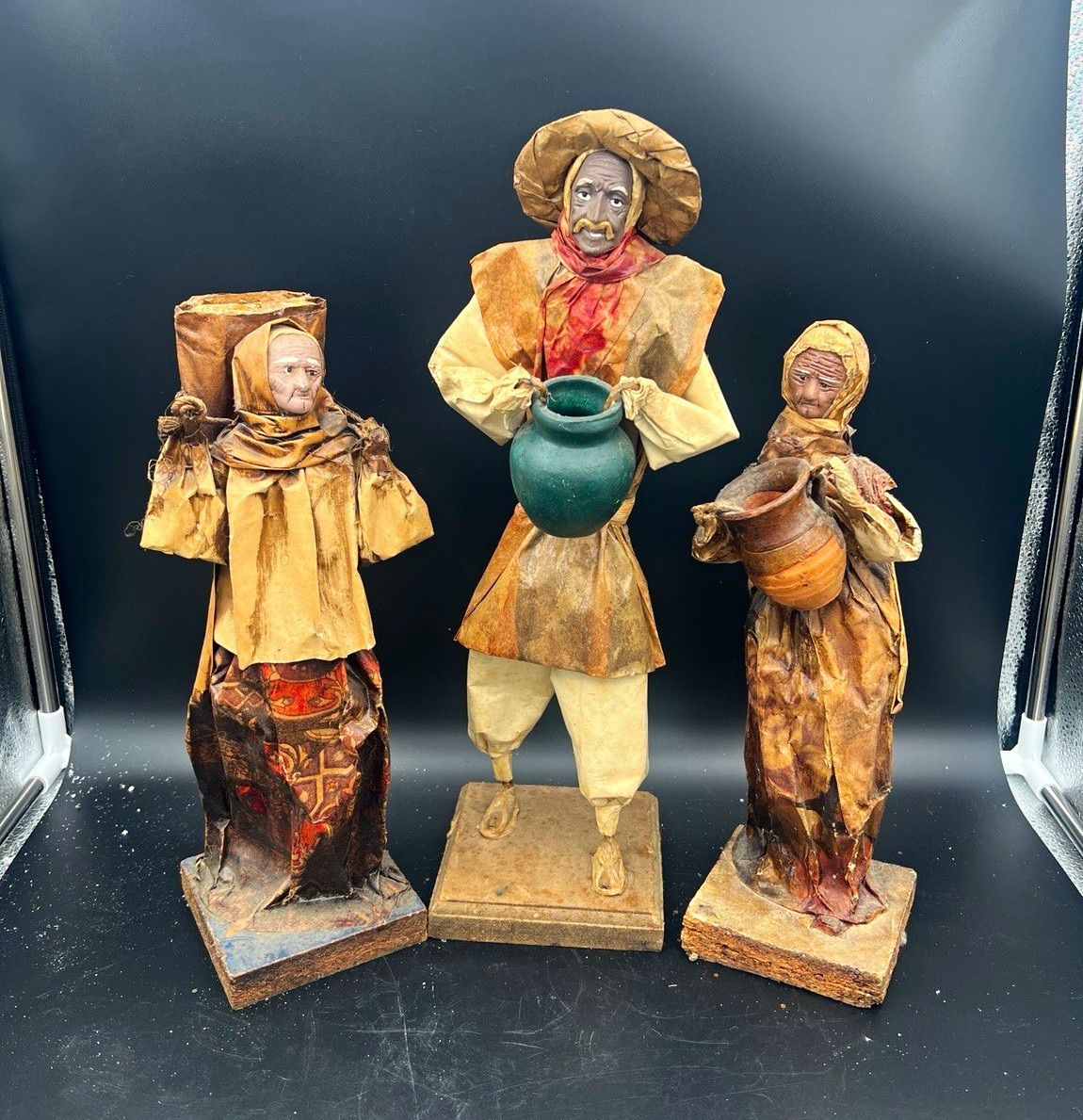 Vintage Mexican Papier Mache Folk Art Figures Set 3, Xalisco Jalisco Vintage Mexican Papier Mache Folk Art Figures Set 3, Xalisco Jalisco