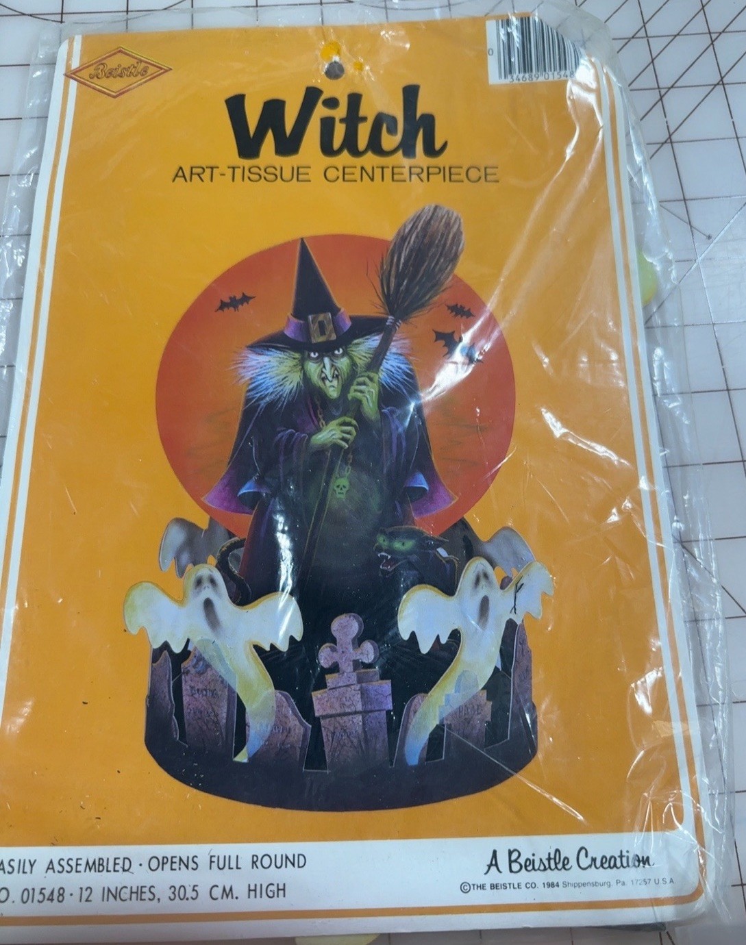 Vintage 1984 Beistle Witch Art Tissue Centerpiece Halloween 12” #01548 USA Open