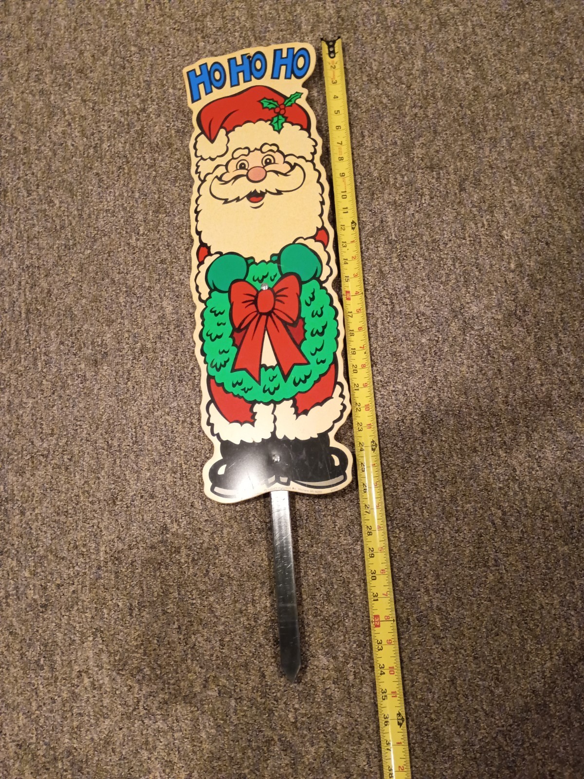 Vintage Hard Plastic Halloween Yard Art Sign 1998 Santa Ho Ho Ho