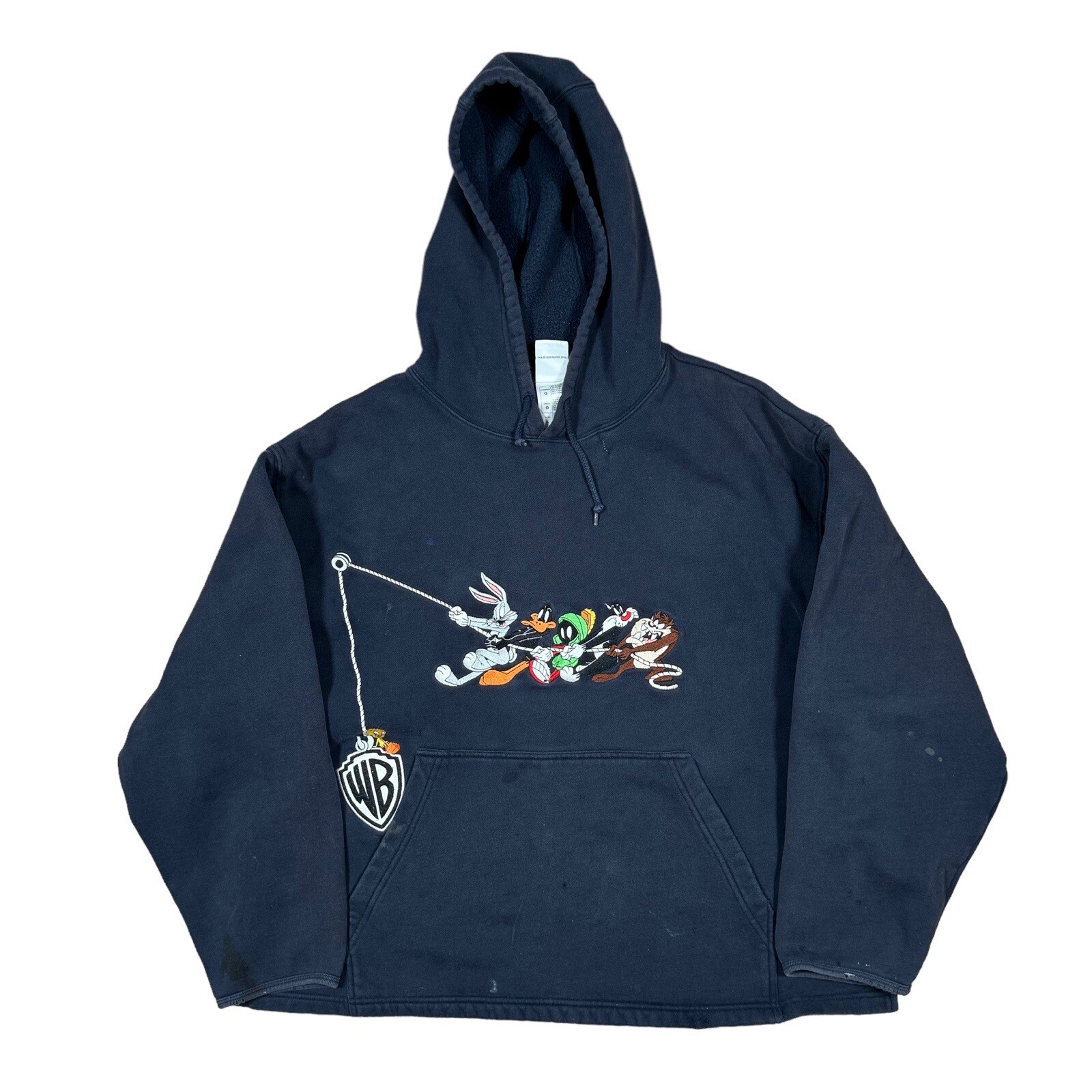 Vintage 1990s WB Looney Tunes Hooded Pullover Women’s Sz L [Flaws]