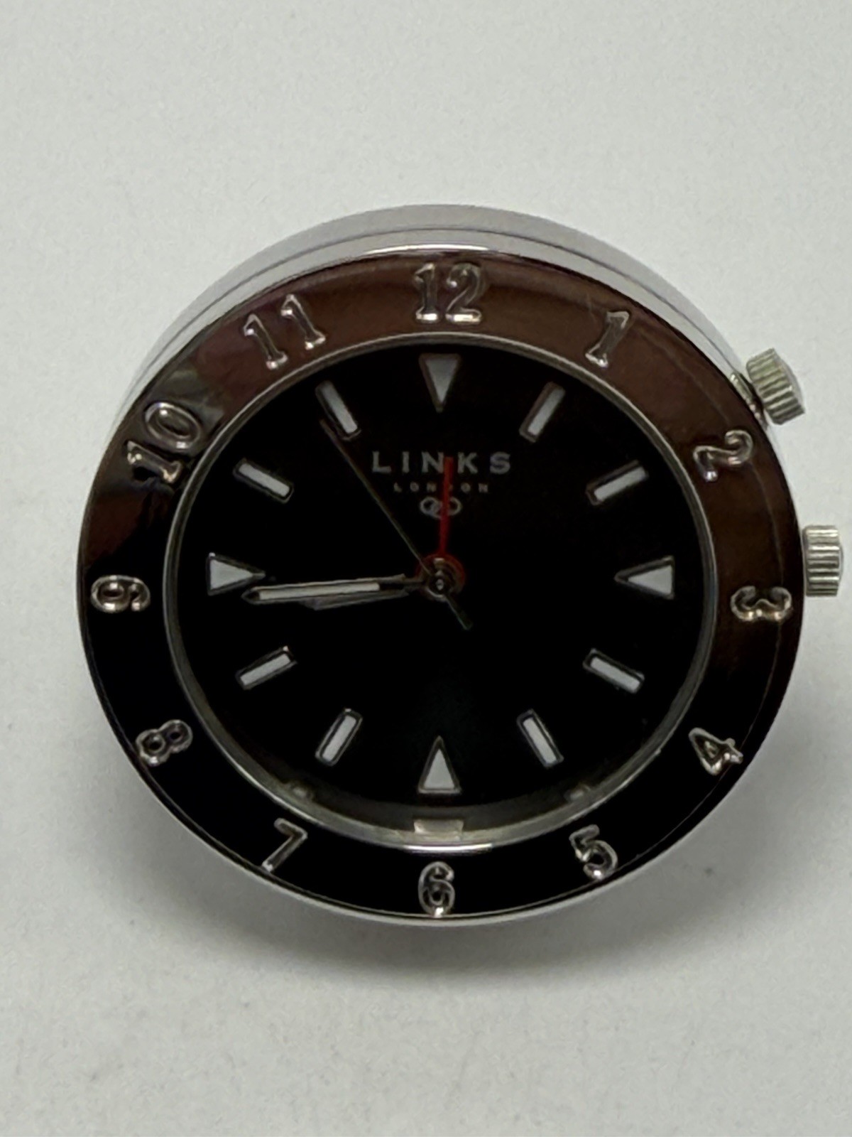 Links Of London New Battery Travel Alarm Mini Desk Clock 40MM Black Dial