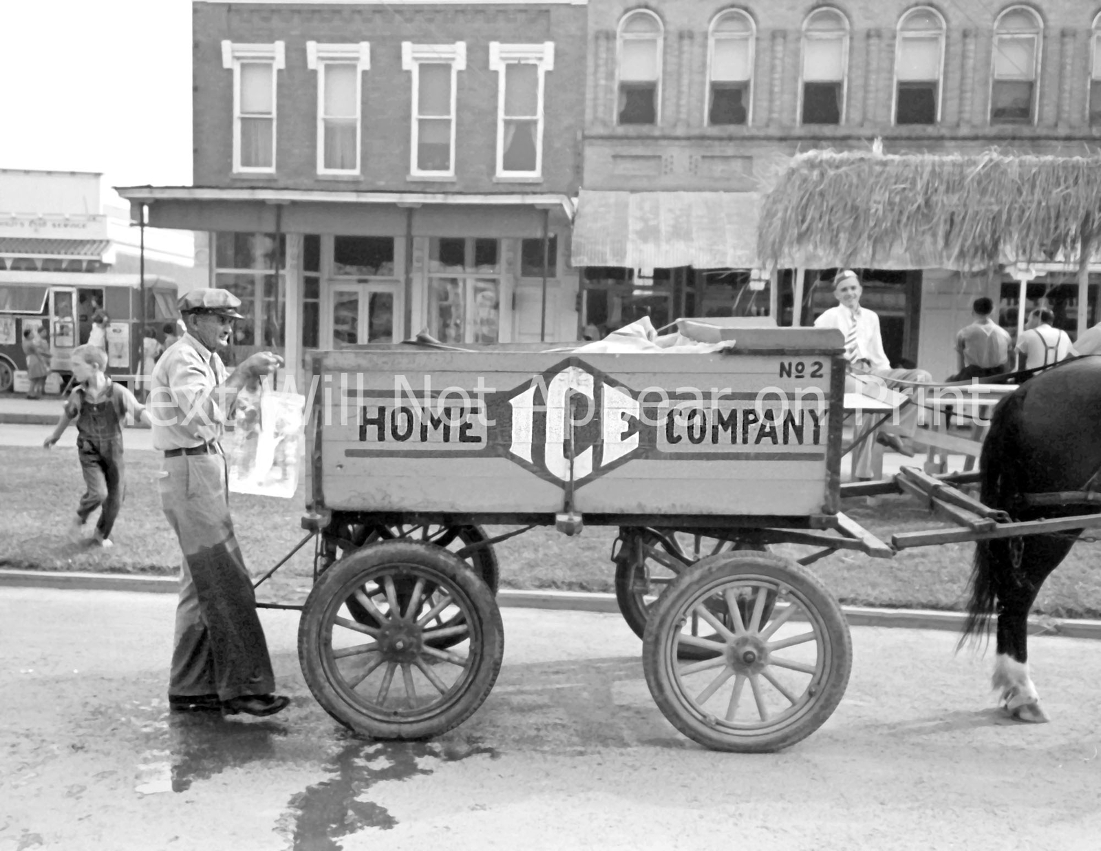 1938 Ice Wagon, Crowley, Louisiana Old Photo 8.5 1938 Ice Wagon, Crowley, Louisiana Old Photo 8.5