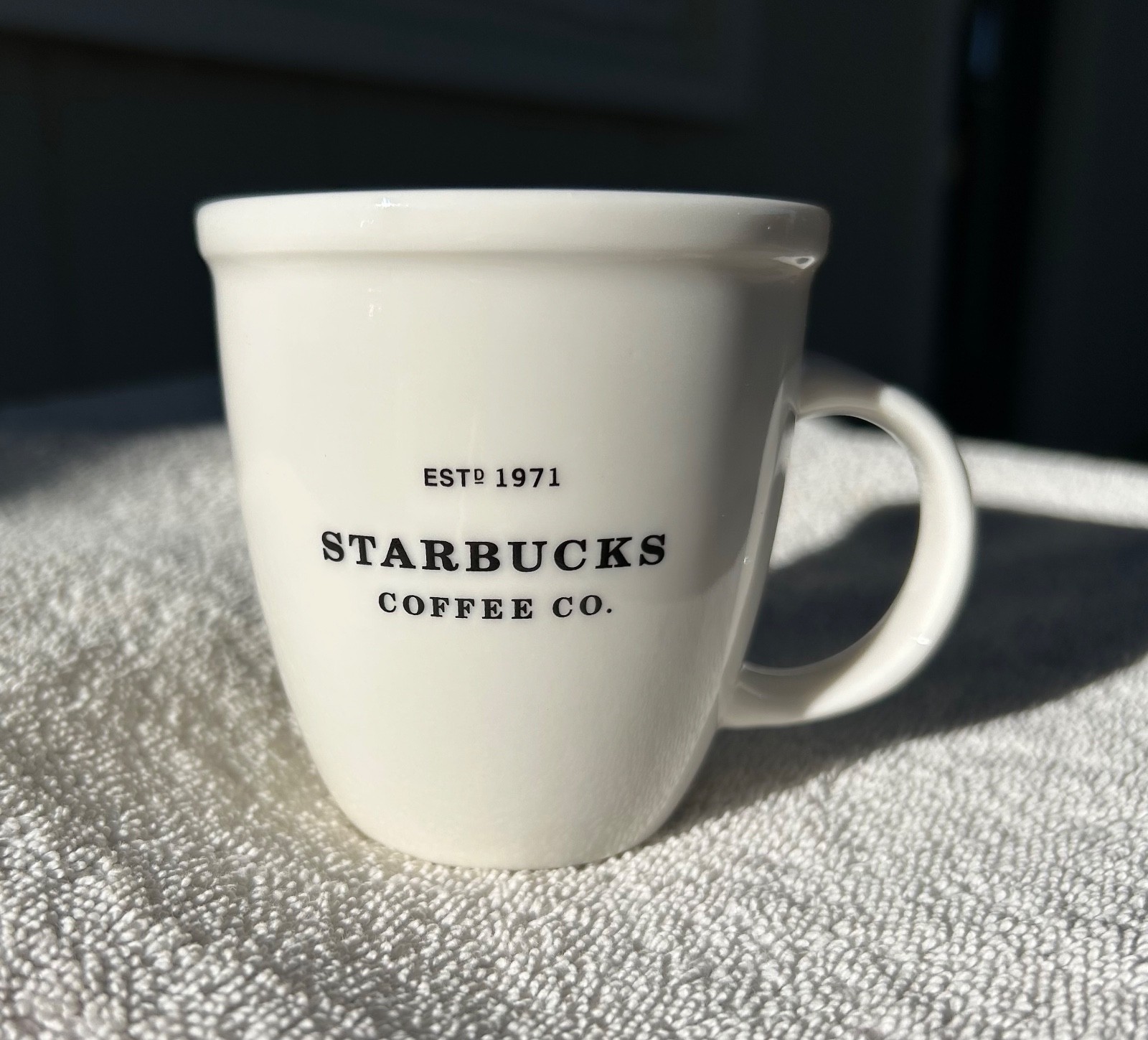 Starbucks Barista Abbey Mug 6 oz 2001 Ceramic White Coffee Cup 30th Anniversary