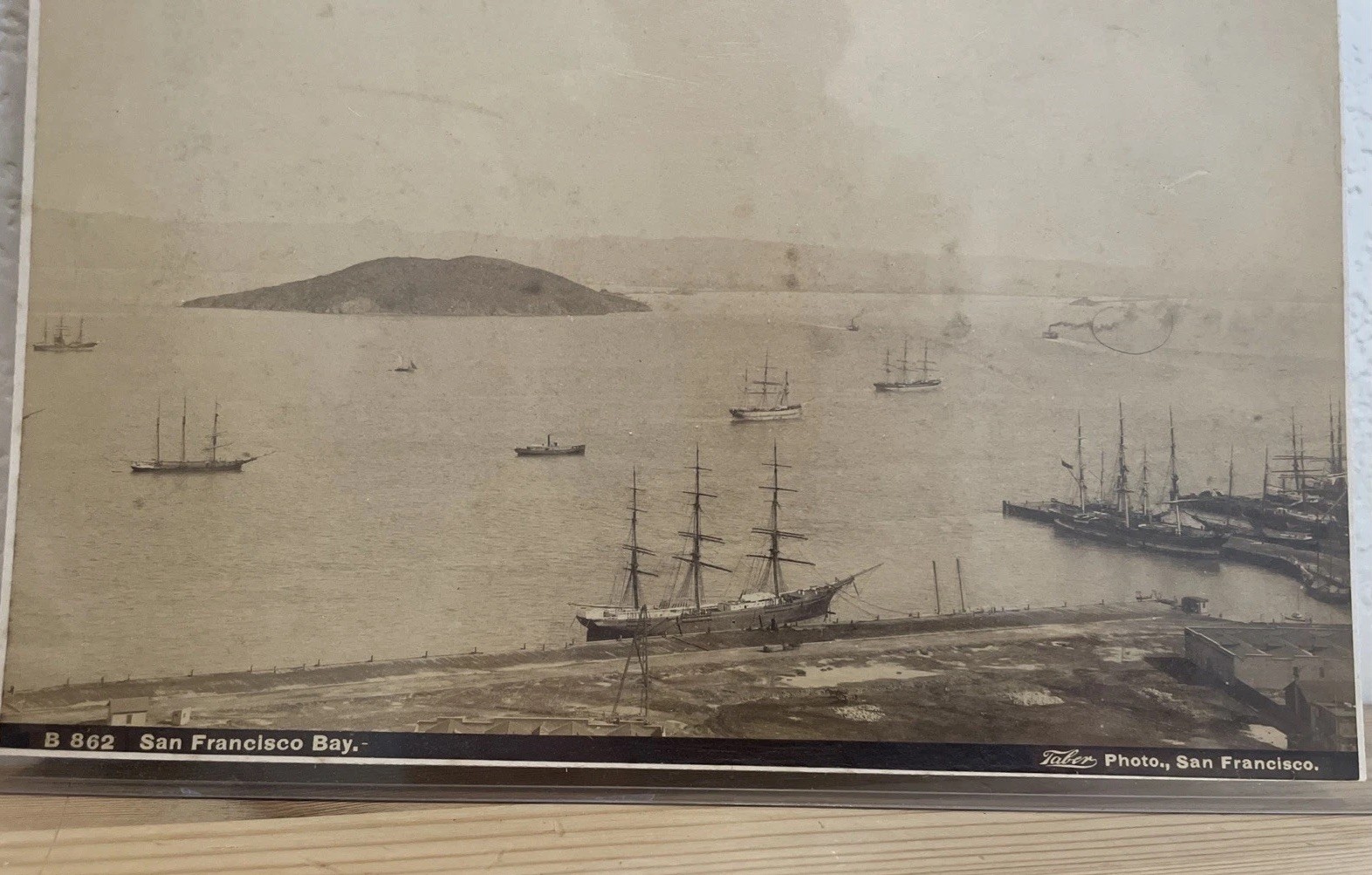 Antique I.W. Taber San Francisco Bay B862 Albumen Photo c1890 Maritime Ships