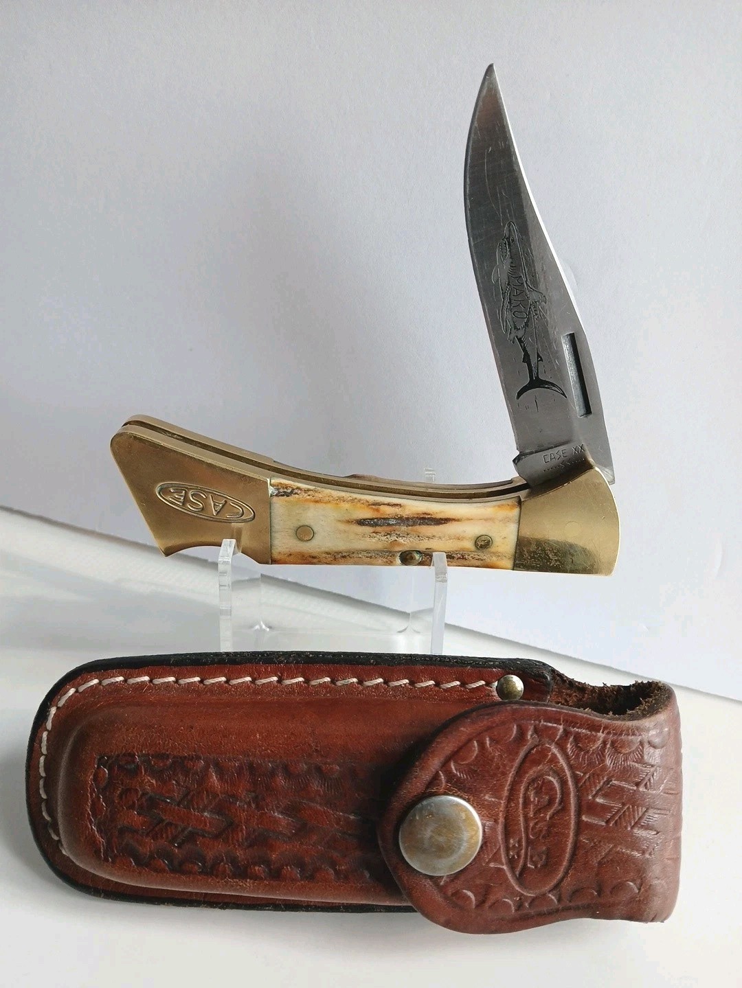 Case XX Folding Pocket Knife Stag 5158-LSSP Mako 1981 with Original Sheath READ
