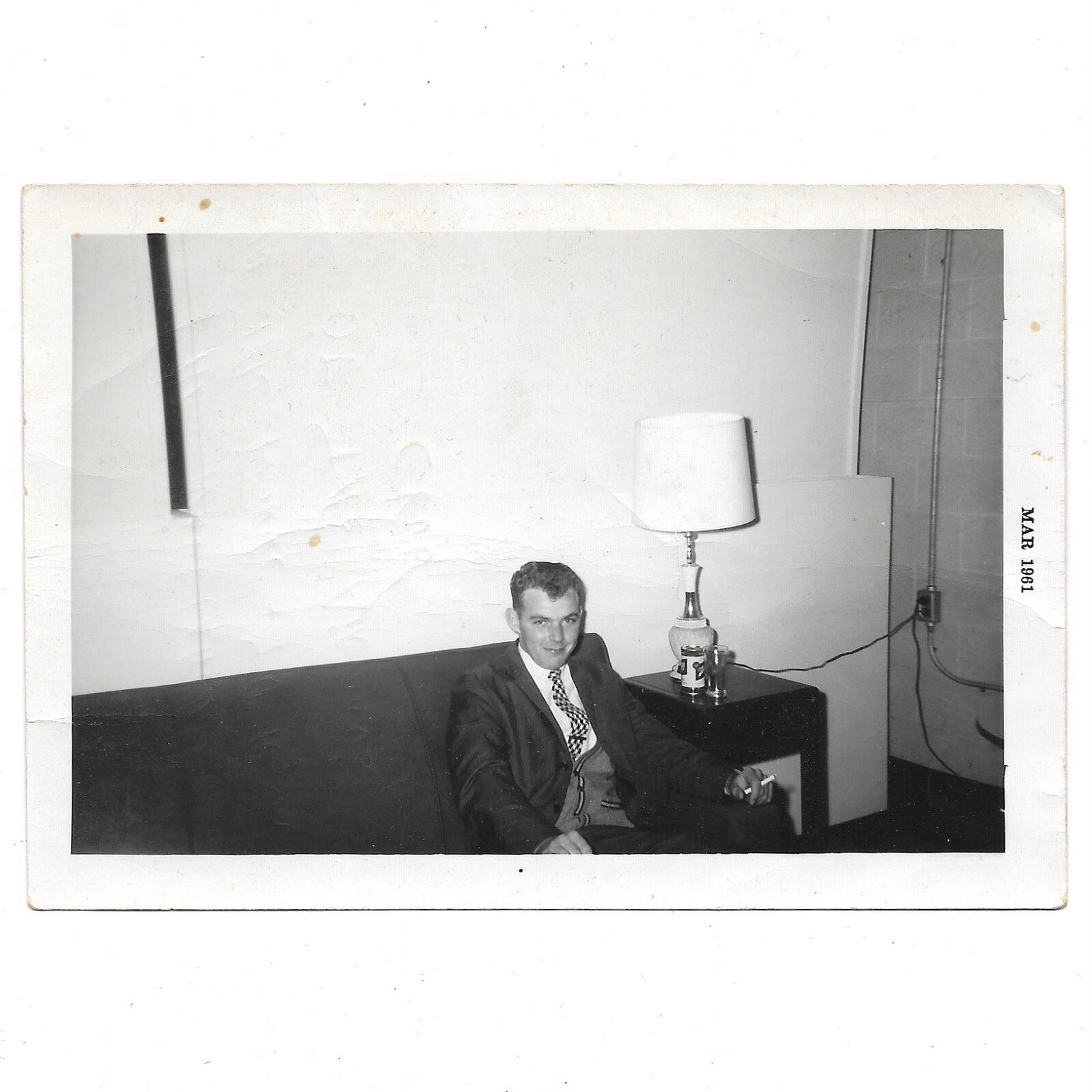 US Air Force Vintage Photo Airman’s Club 1961 Lounge Bar Smiling Man w Cigarette US Air Force Vintage Photo Airman’s Club 1961 Lounge Bar Smiling Man w Cigarette