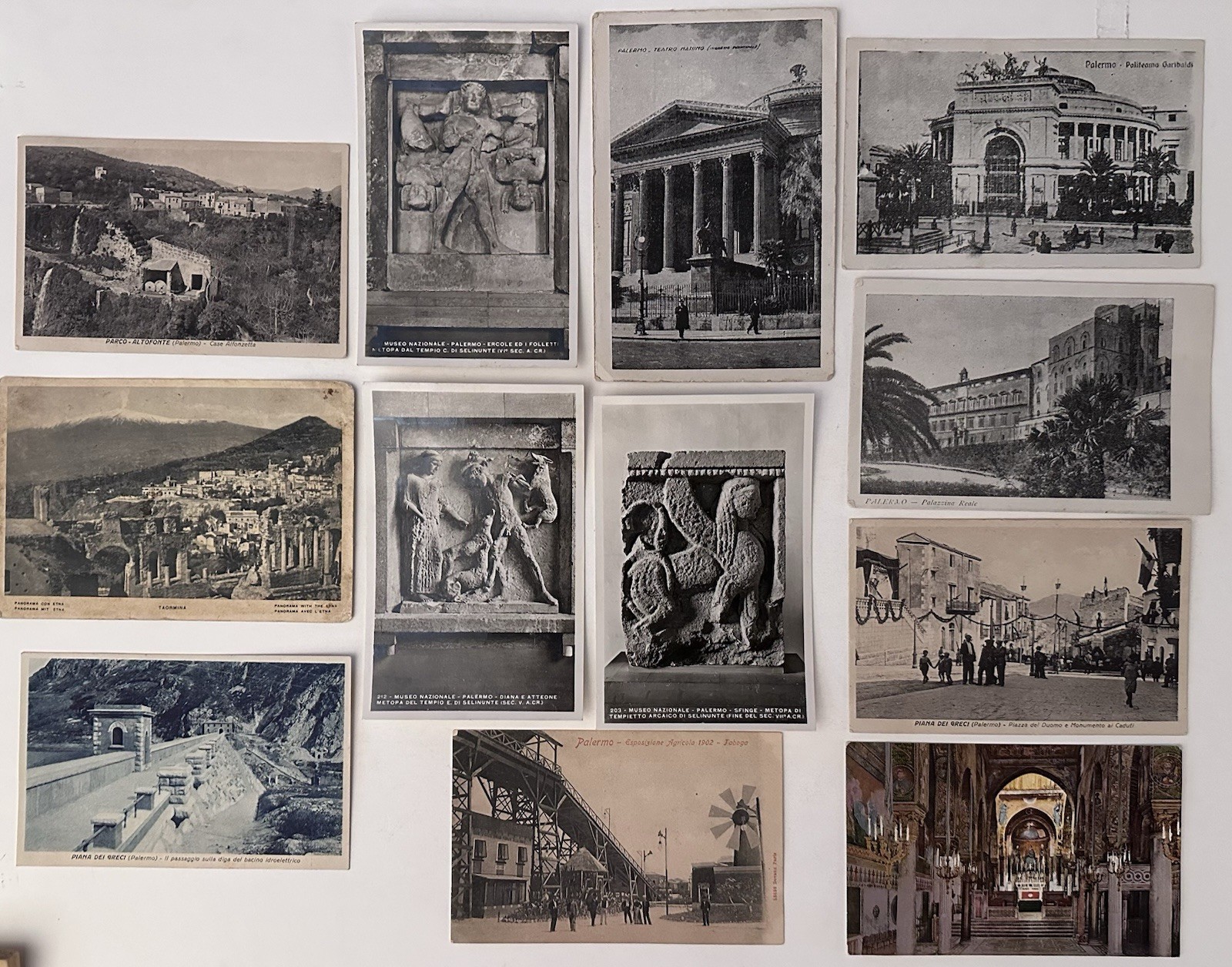 Vintage Palermo Sicily Postcard Lot Teatro Massimo Politeama Selinunte Metopes
