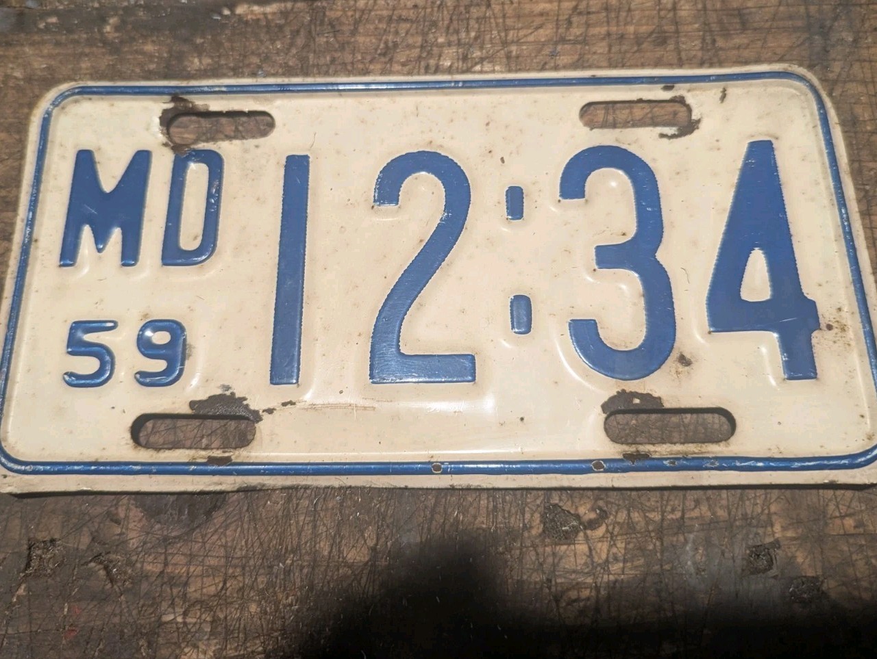 Vintage 1959 Maryland Motorcycle License Plate 12:34
