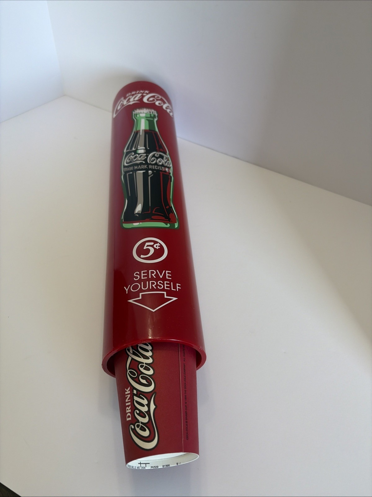 Vintage 1999 Coca Cola Wall Mount Paper Cup Dispenser Serve Yourself 22 Cups