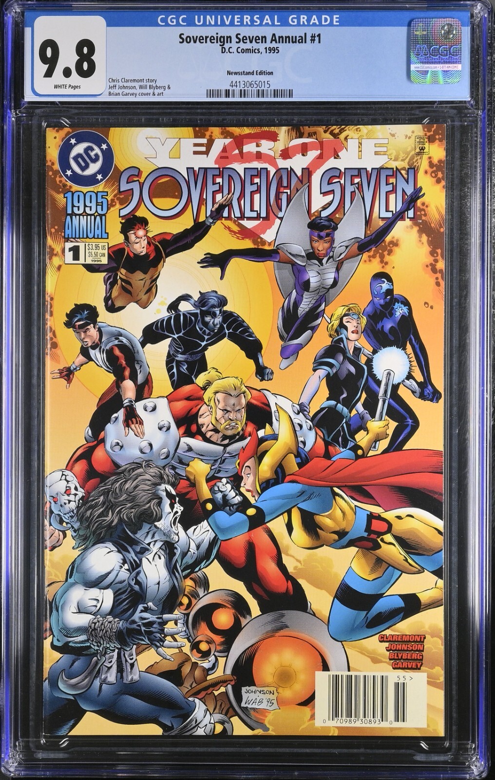 SOVEREIGN SEVEN ANNUAL #1 [1995] - NEWSSTAND - CGC 9.8 - White Pages - DC Comics