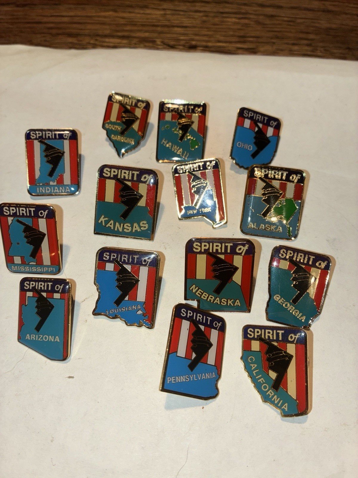 Set Of 14 Spirit Of Lapel Pins For The B-2 Bomber Northrop Set Of 14 Spirit Of Lapel Pins For The B-2 Bomber Northrop