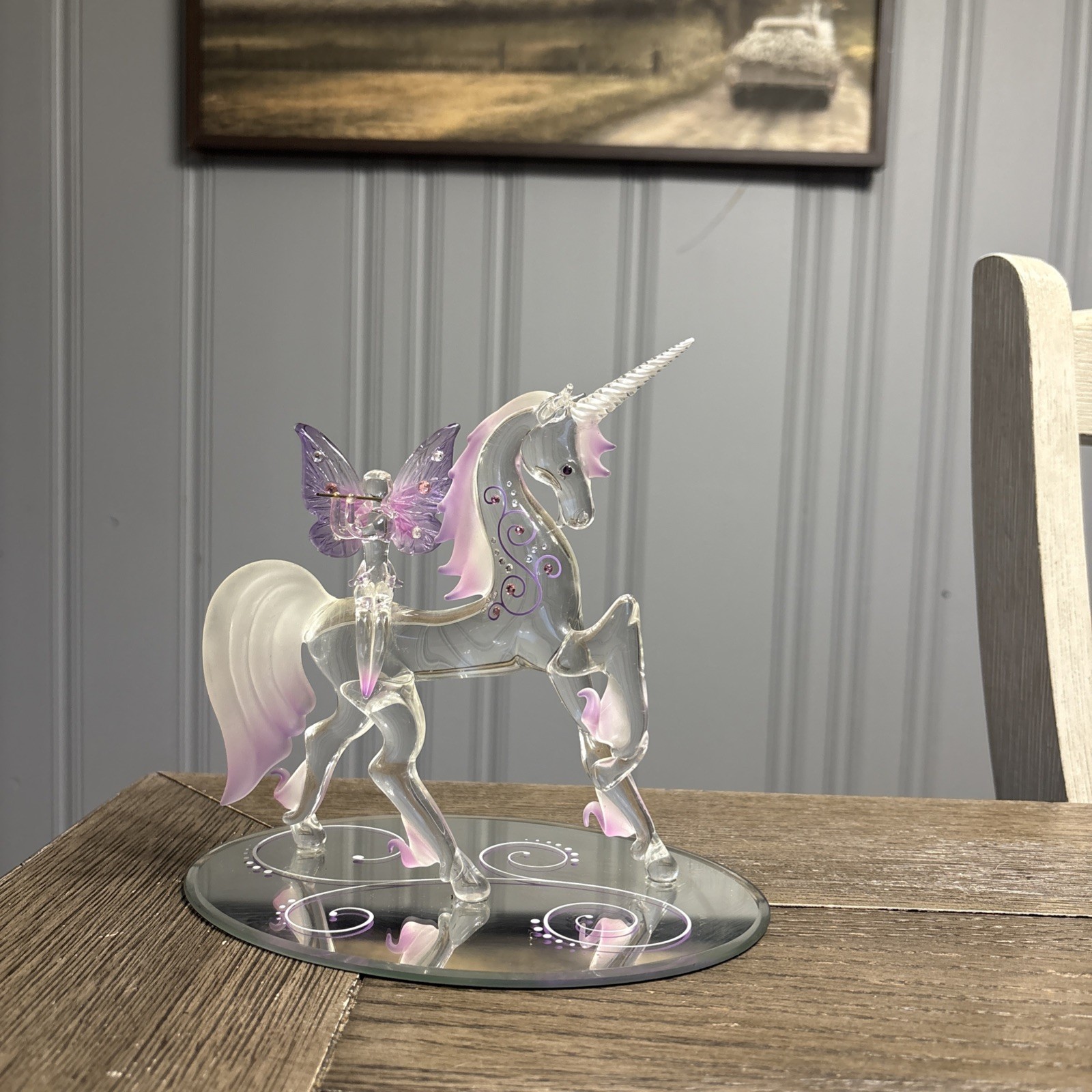 MAGICAL UNICORN WITH MUSICAL FAIRY BY GLASS BARON WITH SWAROVSKI CRYSTALS FIGURE MAGICAL UNICORN WITH MUSICAL FAIRY BY GLASS BARON WITH SWAROVSKI CRYSTALS FIGURE