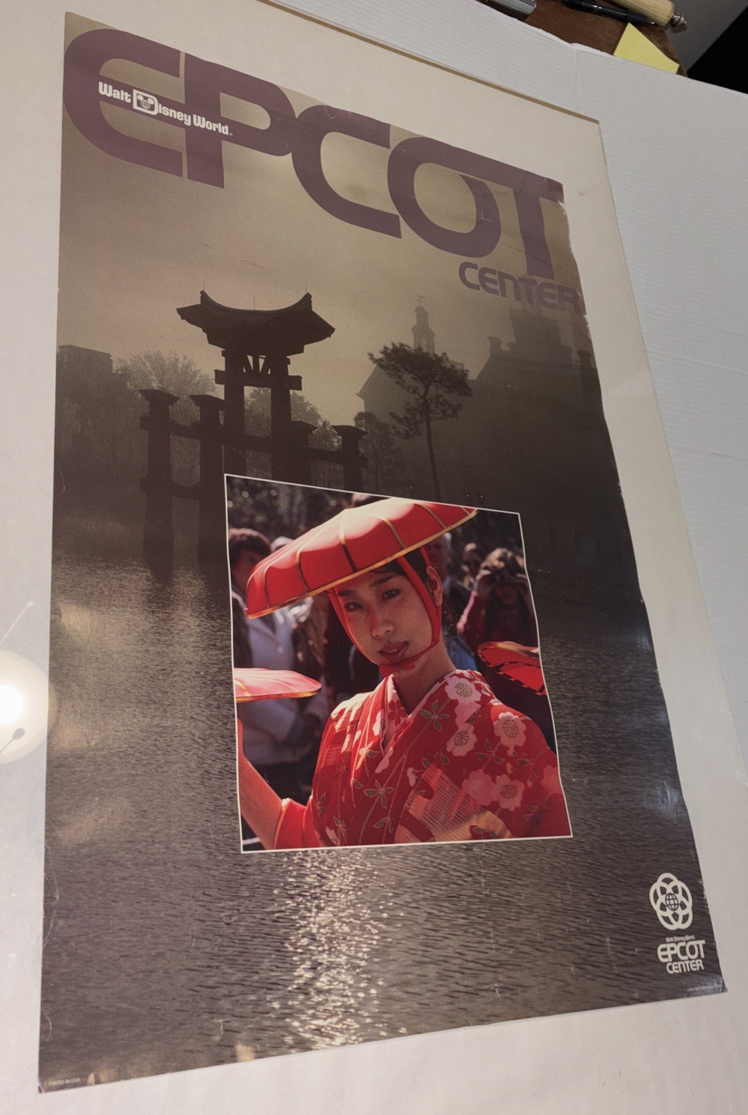 Vintage 1983 Walt Disney World EPCOT Center Promo Travel Poster Asia Girl Garden