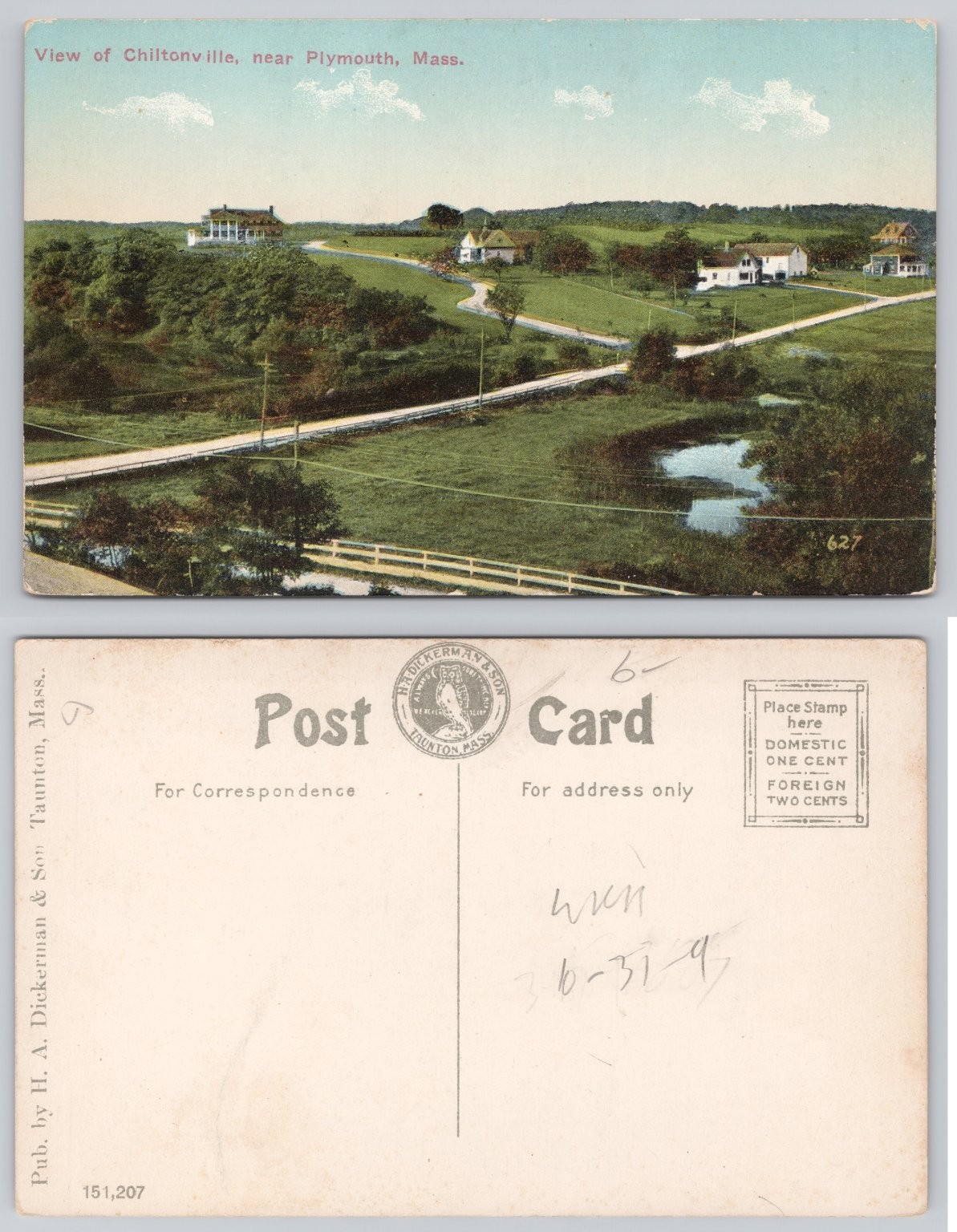 Chiltonville Plymouth Massachusetts Vintage Postcard H.A. Dickerman & Son