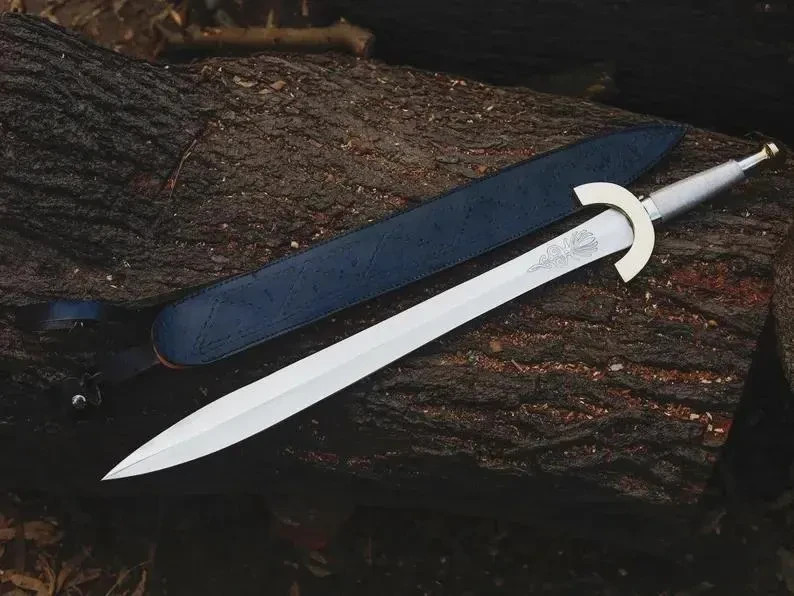 Handmade Sword of Perseus Brass Carbon Steel Replica with Leather Sheath gift