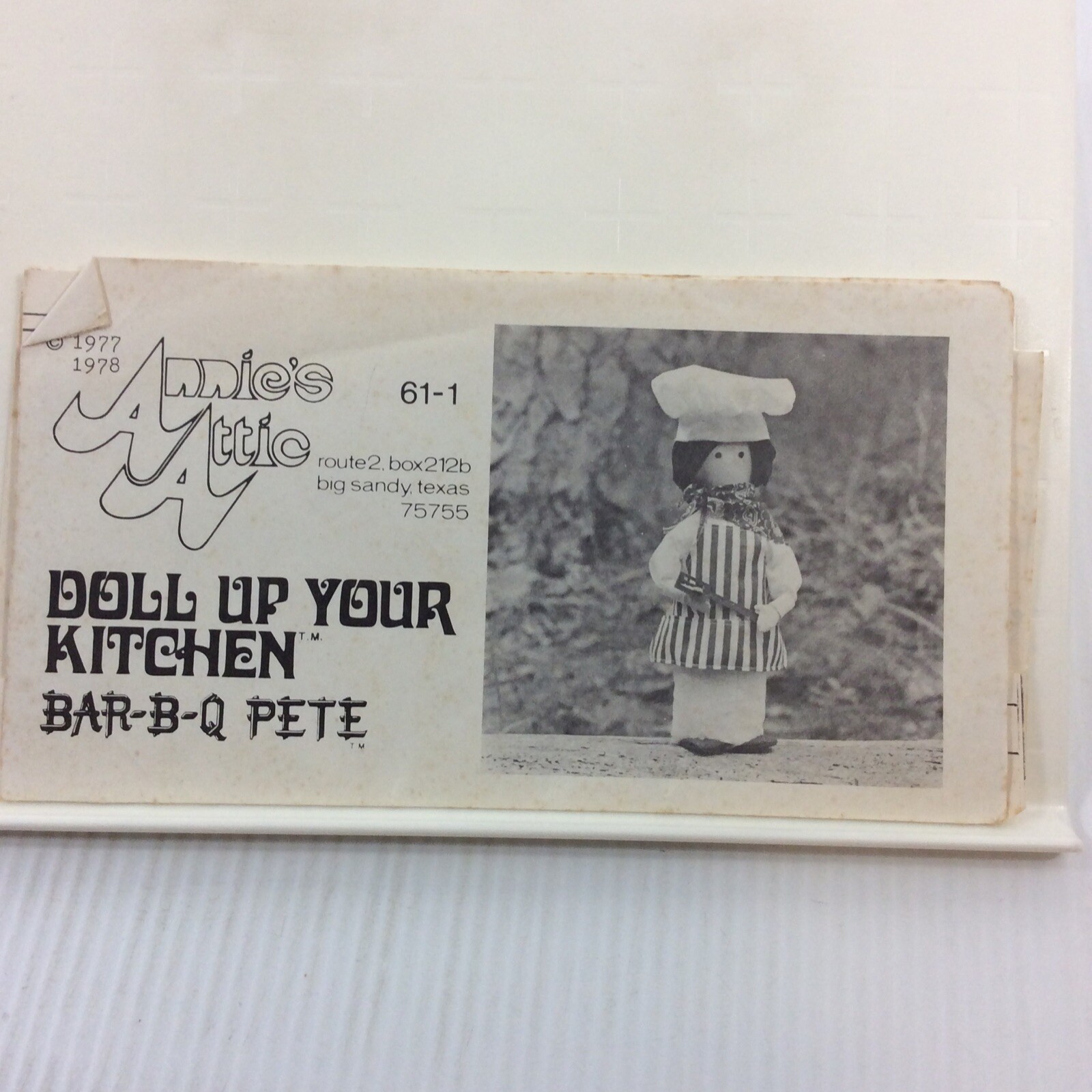 Annies Attic Doll Craft Pattern Bar B Q Pete 1977 Annies Attic Doll Craft Pattern Bar B Q Pete 1977