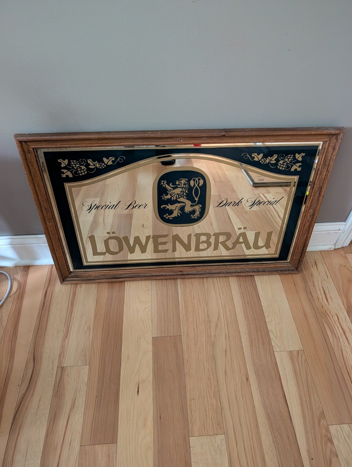 Vintage Lowenbrau Beer Mirror Sign 33x21 Bar Advertising 
