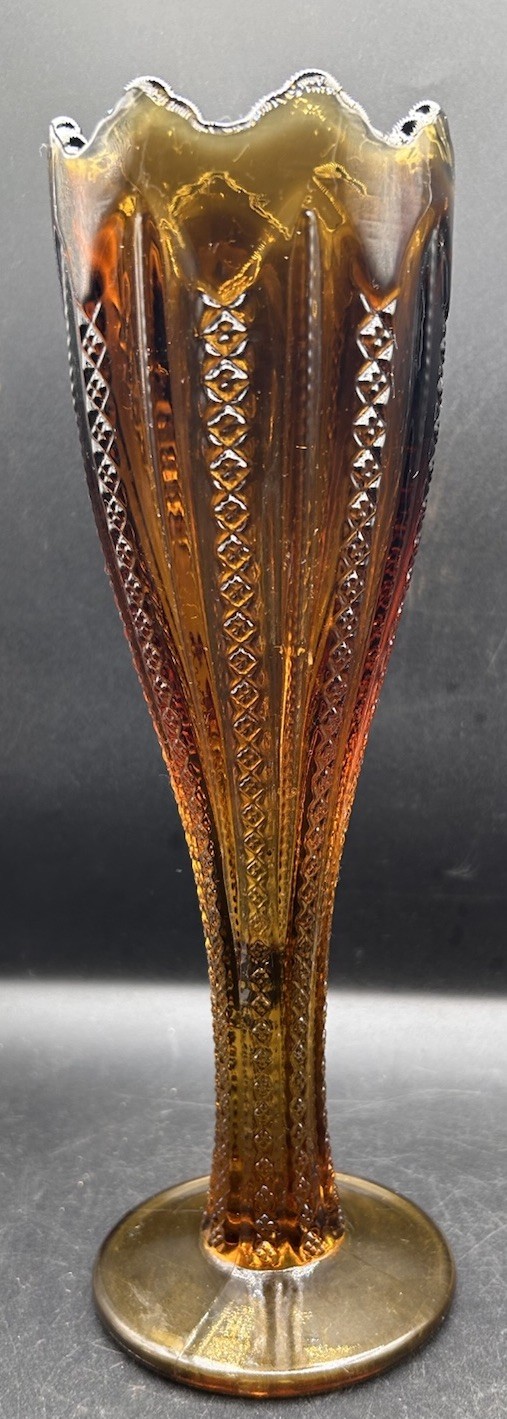 Vintage Indiana Glass Vase in Dark Amber Burnt Honey 10 Vintage Indiana Glass Vase in Dark Amber Burnt Honey 10