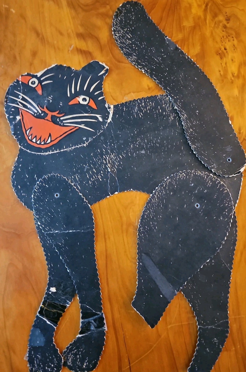 Halloween Antique 1930s? Black Cat Red Eye, Movable Early Beistle, Needs Repair