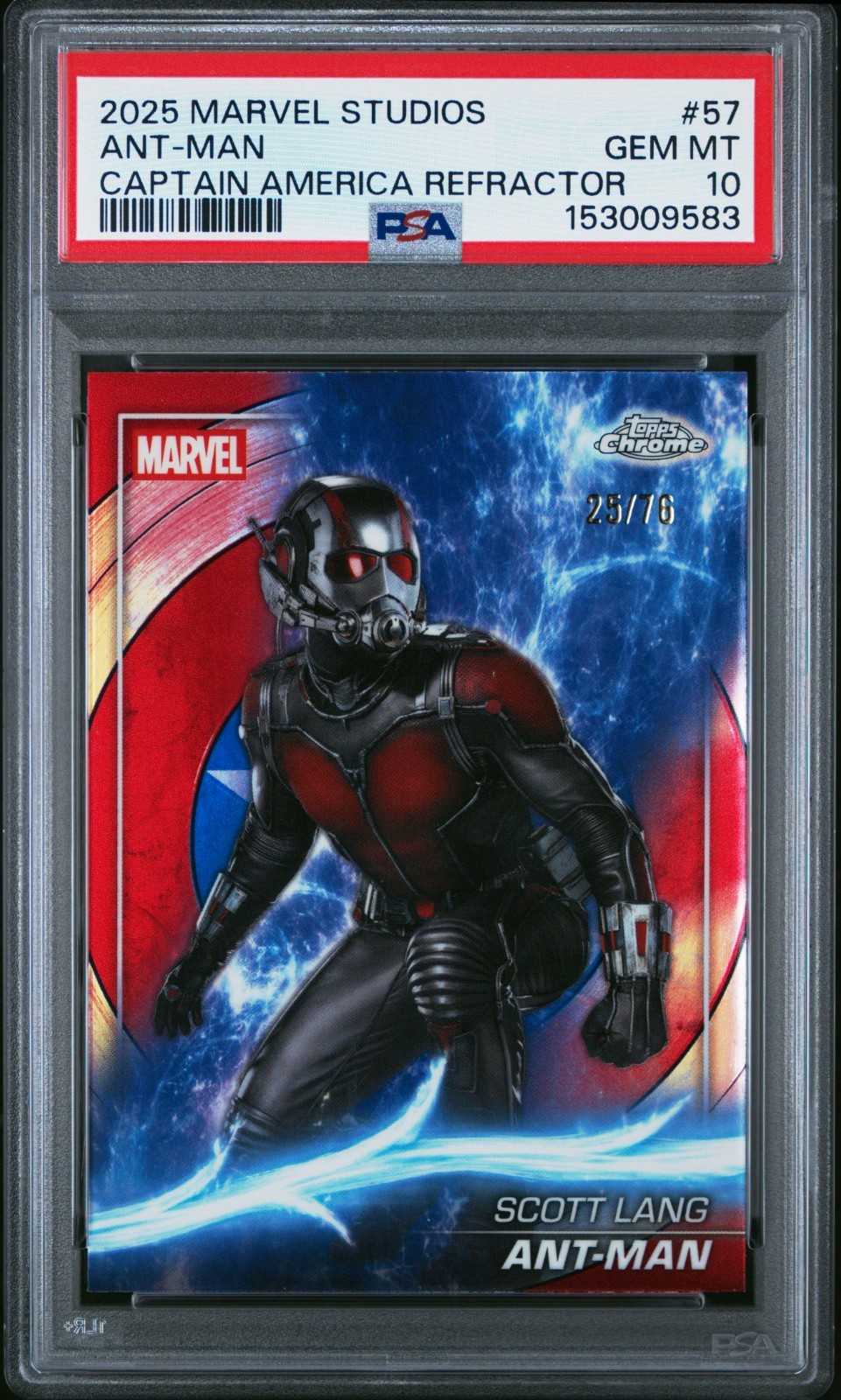 2025 Topps Chrome Marvel Studies Ant-Man Captain America Ref /76 - PSA 10 POP 1