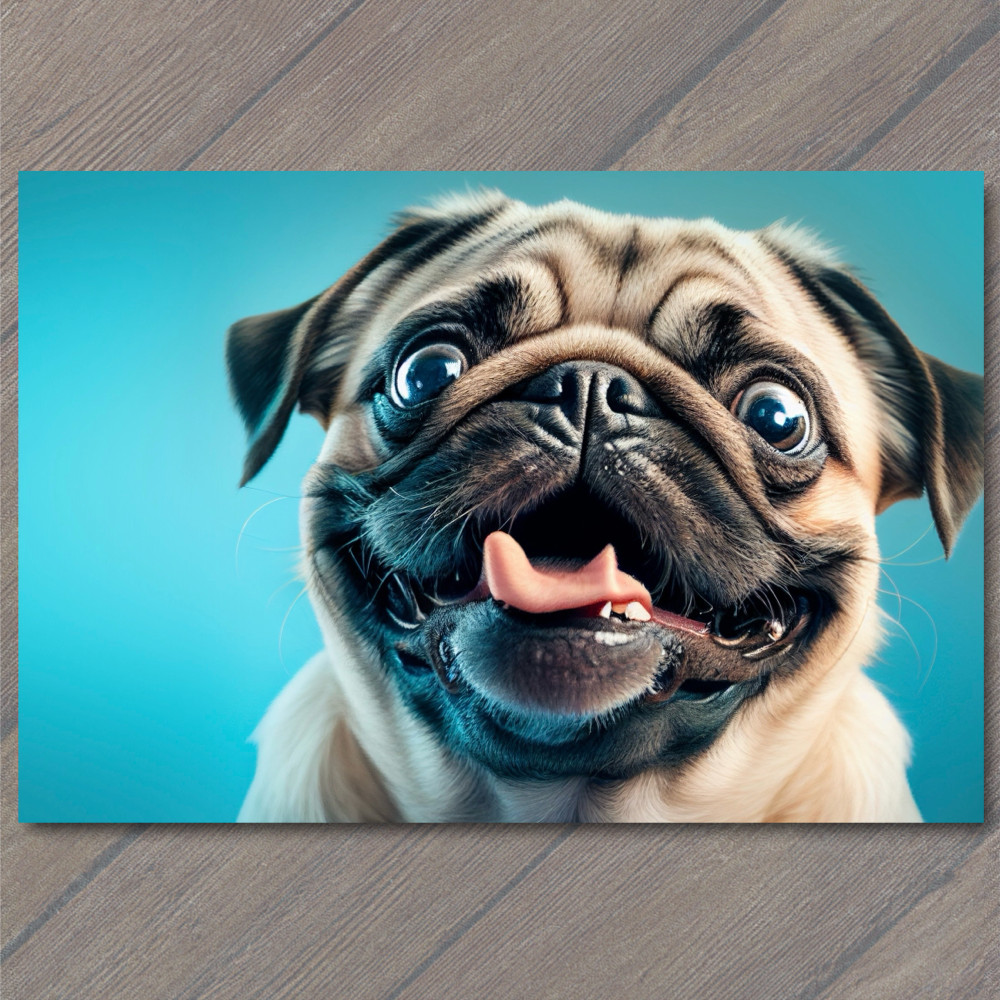 Postcard Puppy Peepers Pug With Big Adorable Eyes Irresistible Dog Tongue Funny Postcard Puppy Peepers Pug With Big Adorable Eyes Irresistible Dog Tongue Funny