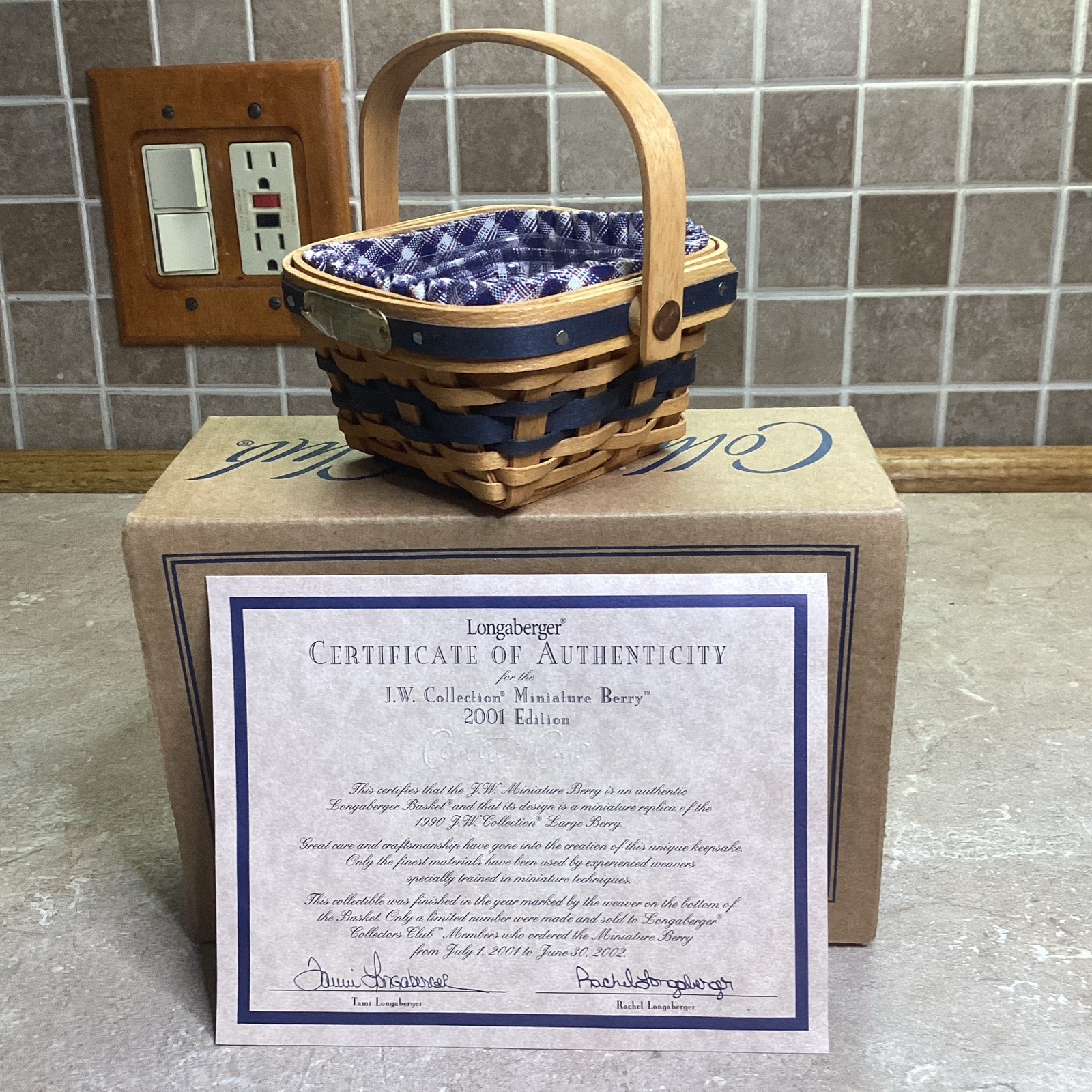 Longaberger Collectors Club JW Miniature BERRY BASKET - Liner, Protecter NEW