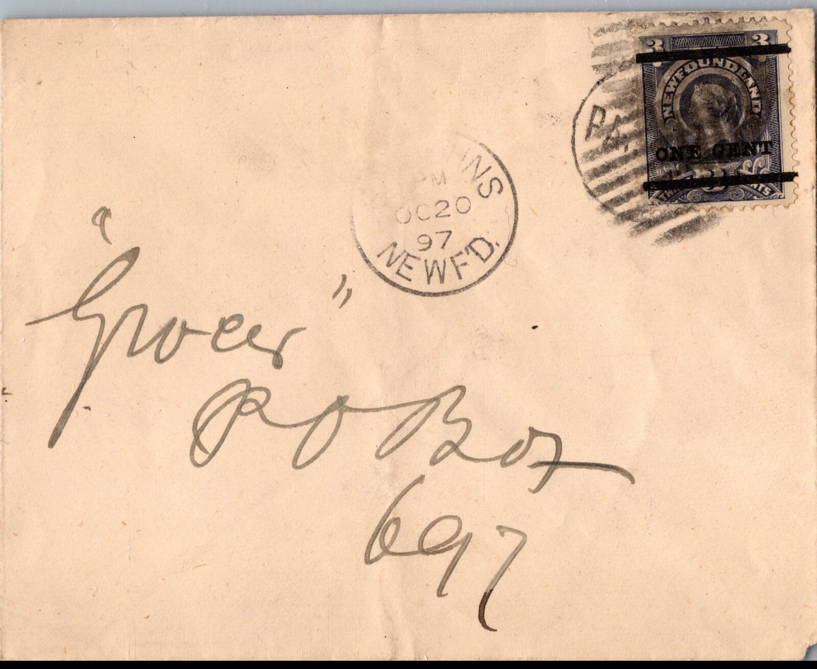 EDSROOM-509 Newfoundland SC#75 on Cover 10/20/1897 St. Johns  Very Scarce Cover